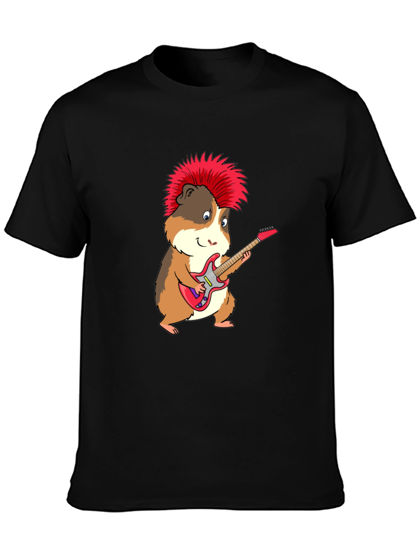 Punk Rock Guinea Pig Guitarist Graphic T-Shirt