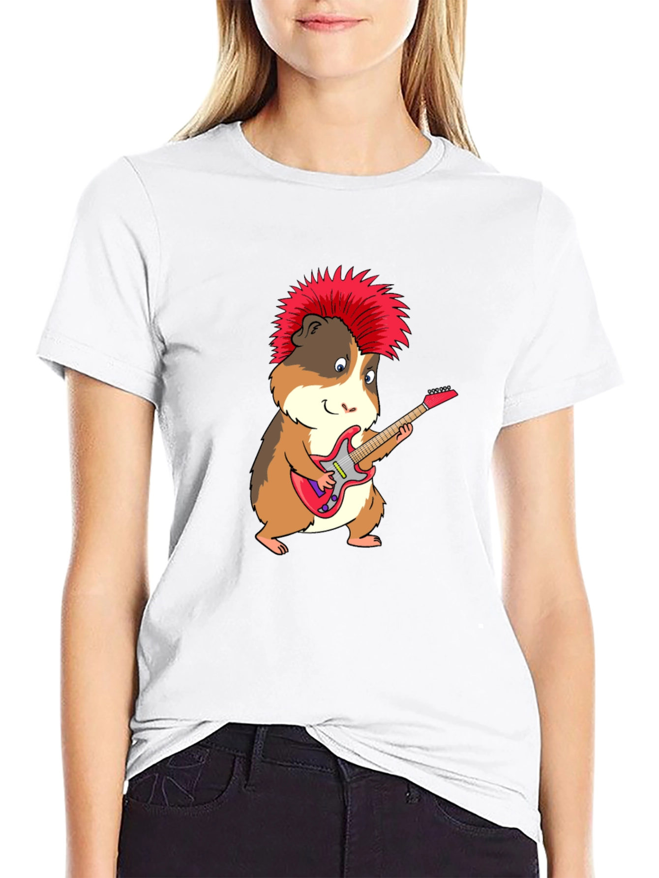 Punk Rock Guinea Pig Guitarist Graphic T-Shirt