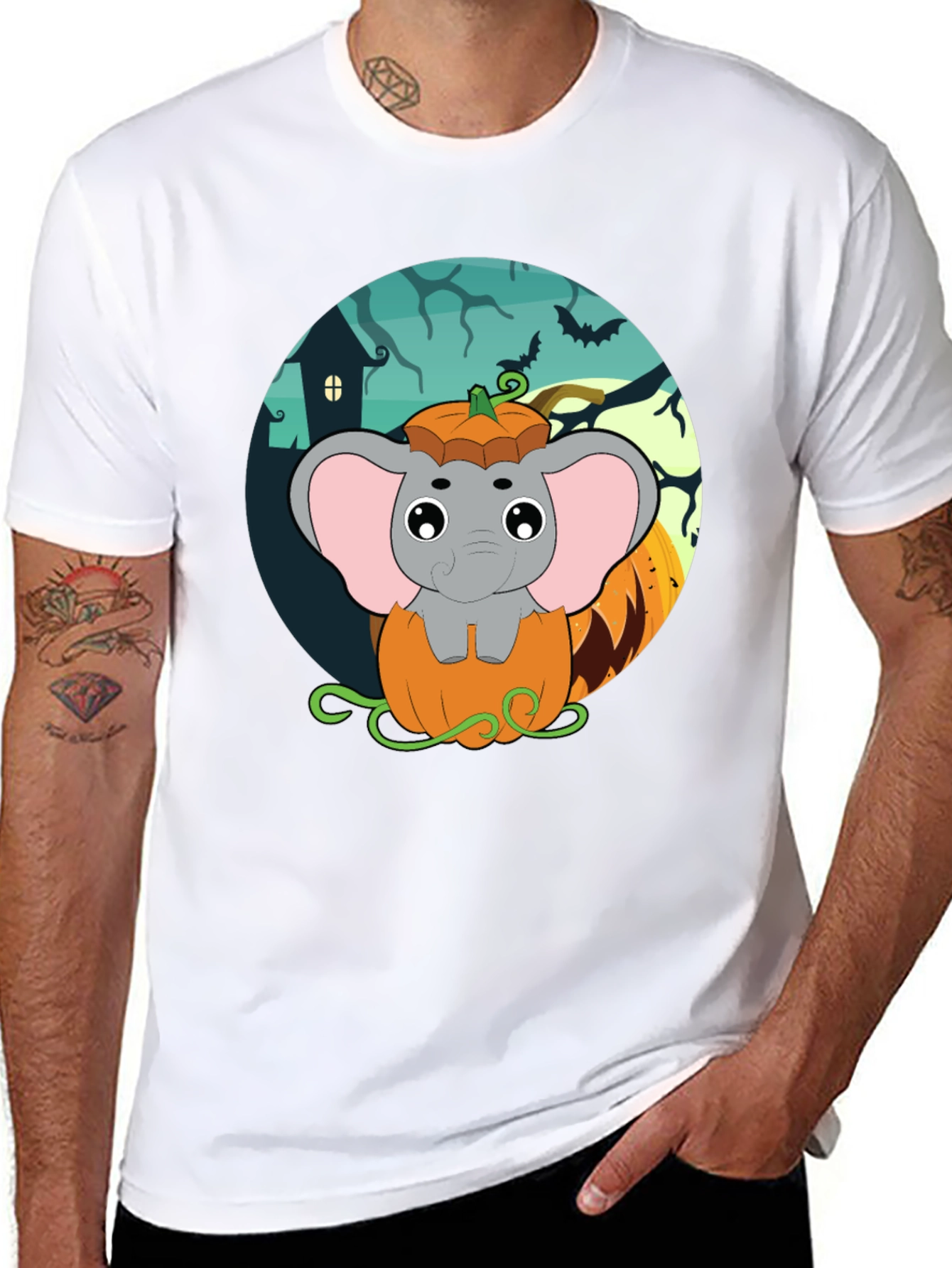 Elephant in Pumpkin Halloween T-Shirt