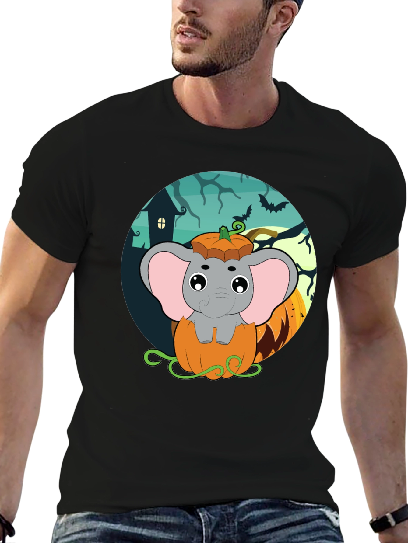 Elephant in Pumpkin Halloween T-Shirt