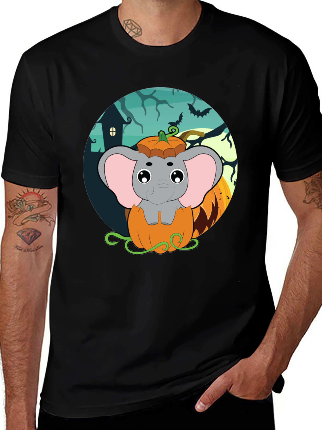 Elephant in Pumpkin Halloween T-Shirt