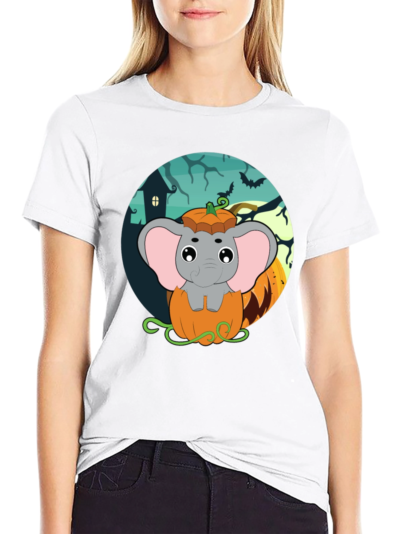 Elephant in Pumpkin Halloween T-Shirt