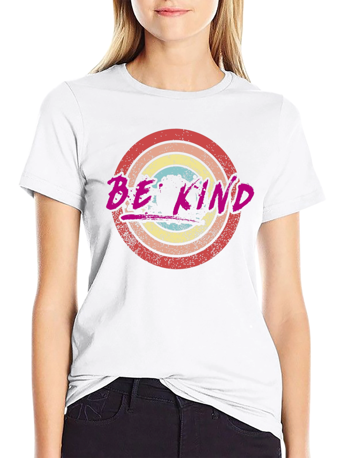 Be Kind Graphic Tee Retro Circle Design