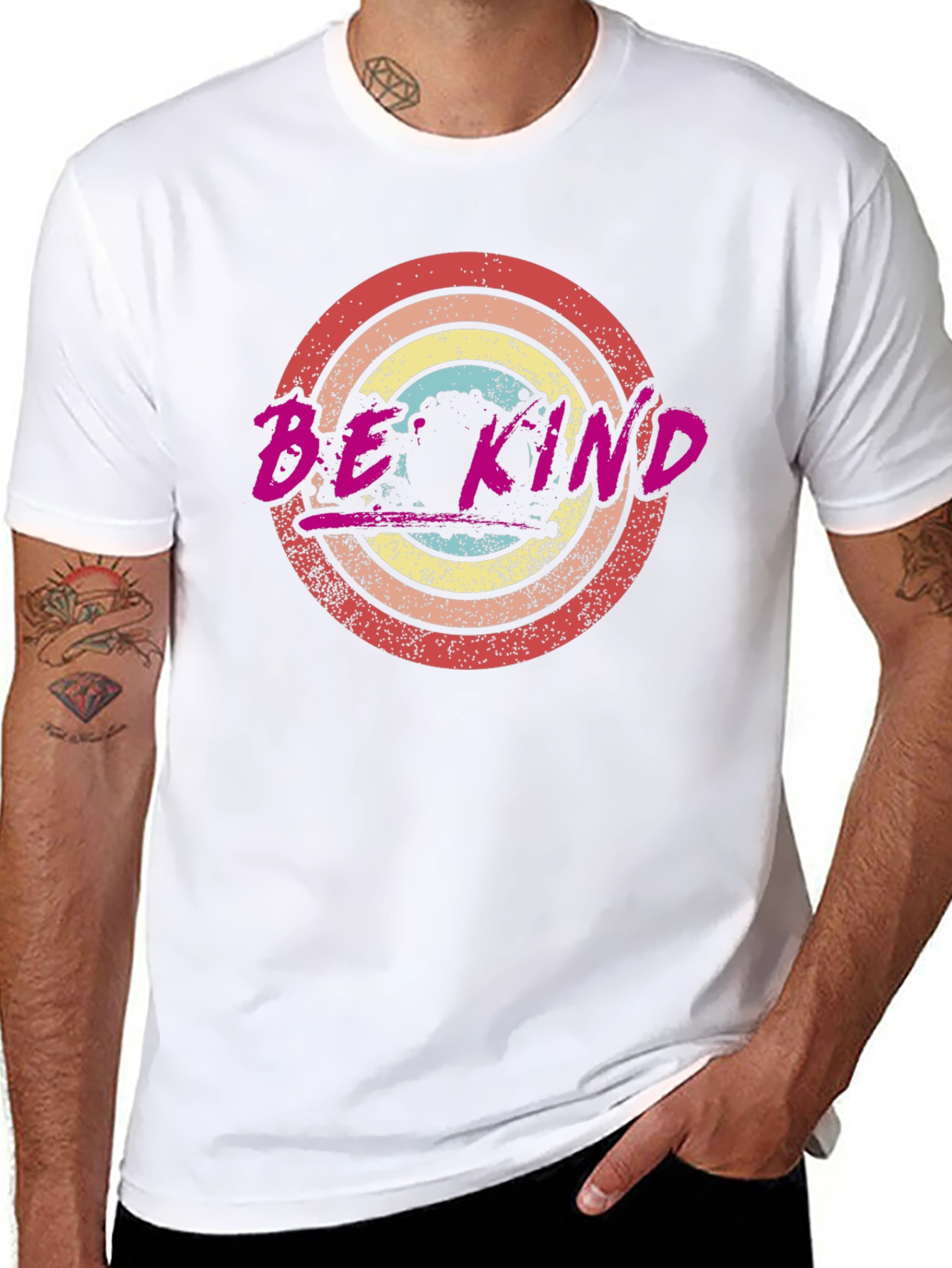 Be Kind Graphic Tee Retro Circle Design