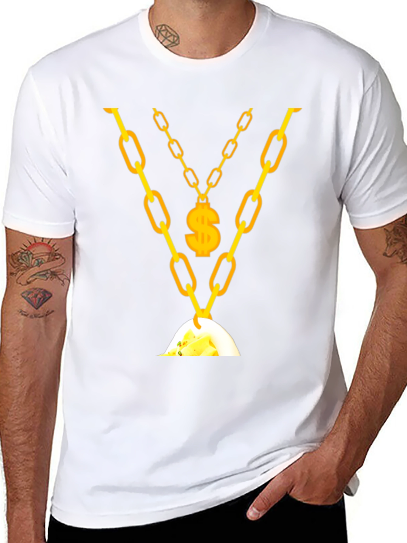 Mens Gold Chain & Money T-Shirt