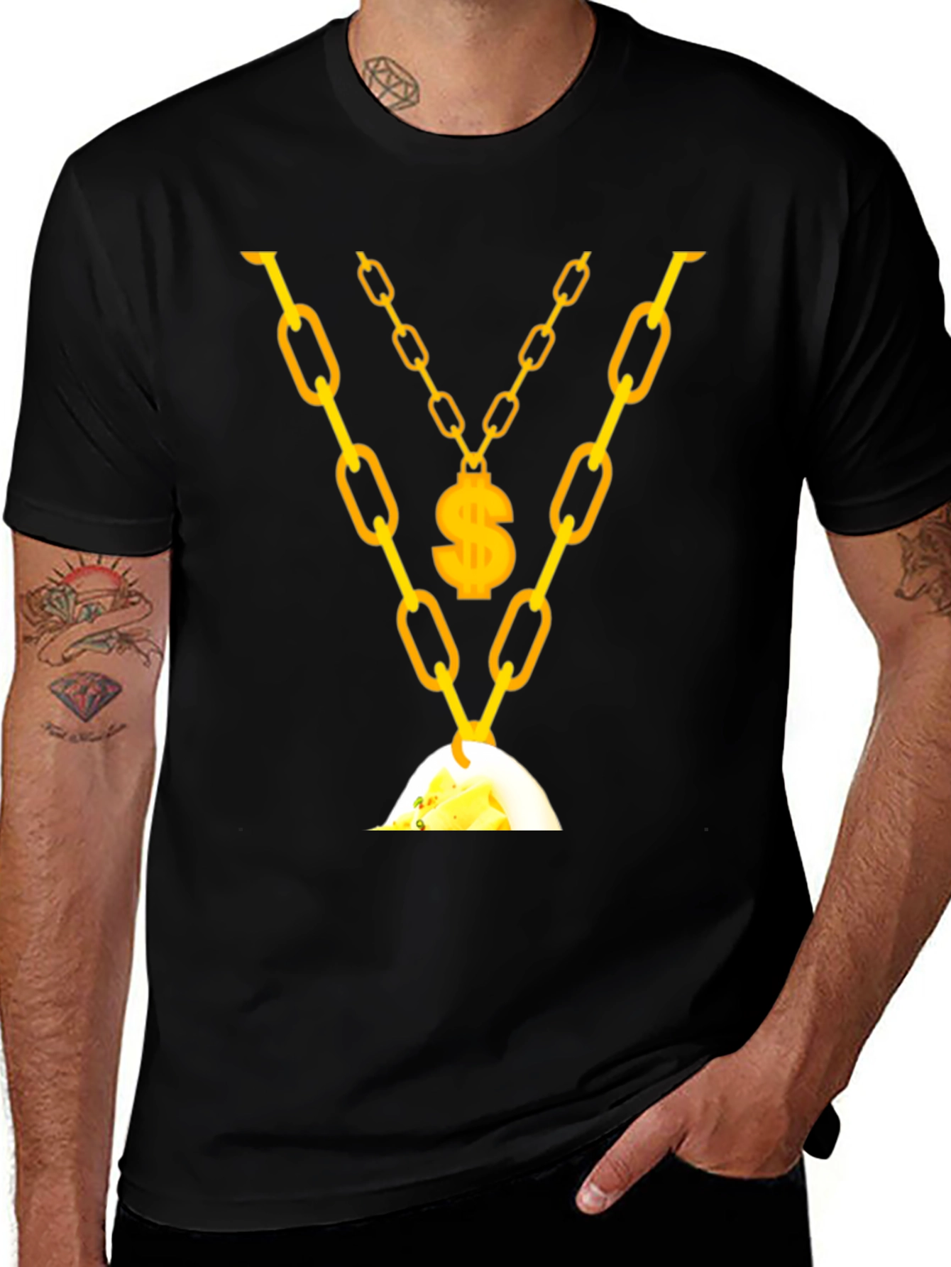 Mens Gold Chain & Money T-Shirt