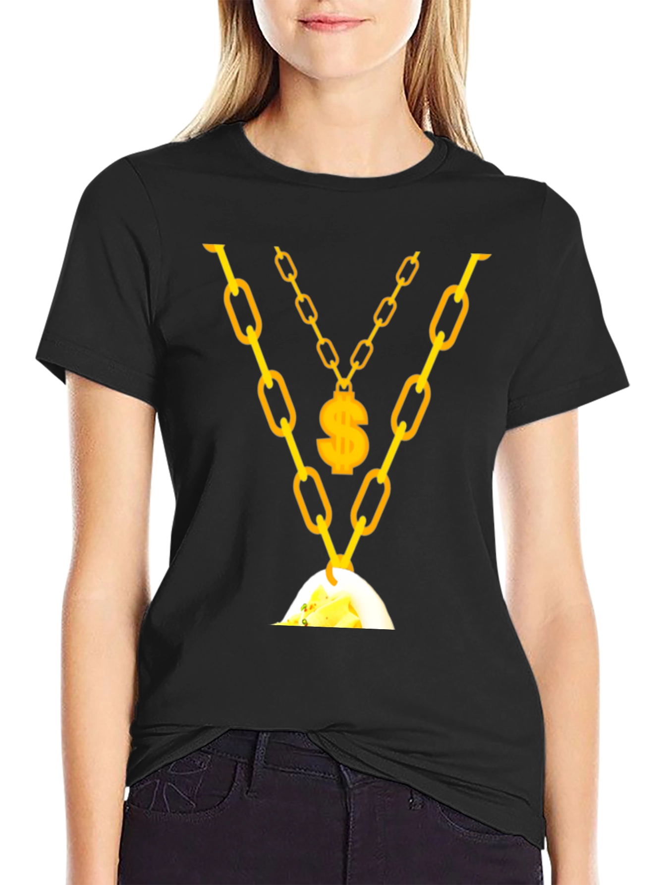 Mens Gold Chain & Money T-Shirt