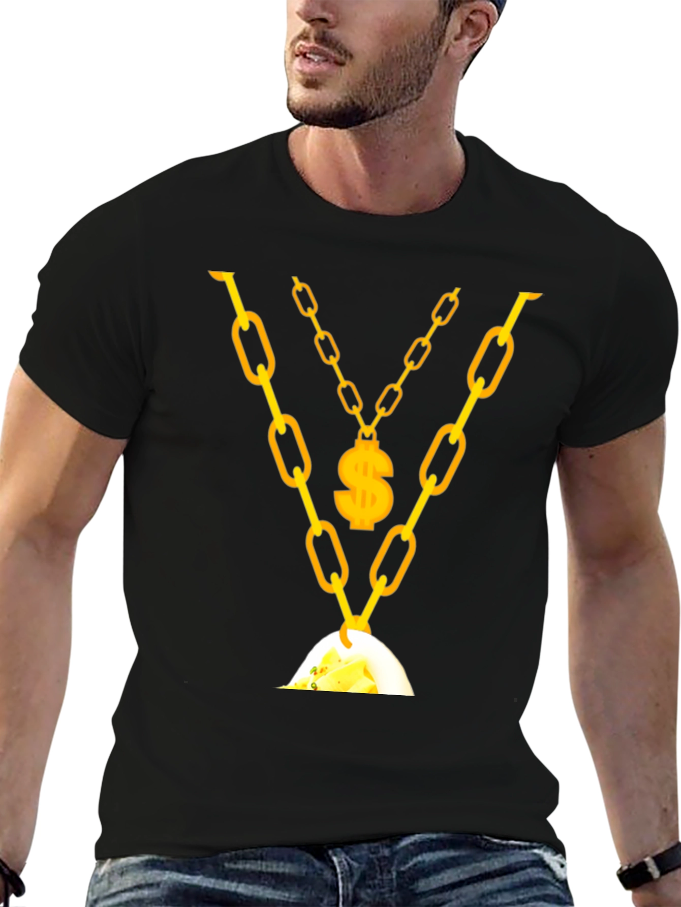 Mens Gold Chain & Money T-Shirt