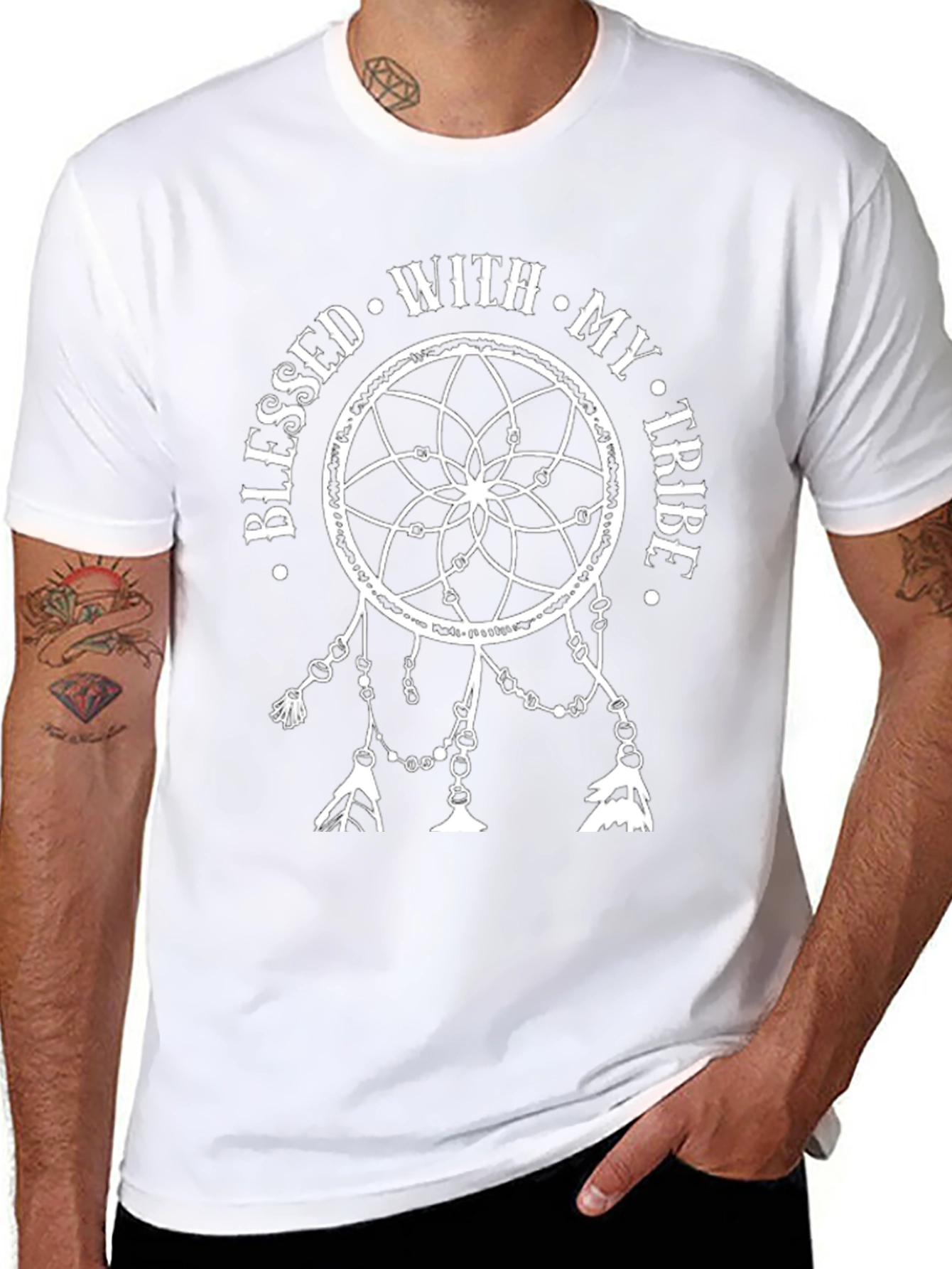 Blessed With My Tribe Dreamcatcher Black T-Shirt