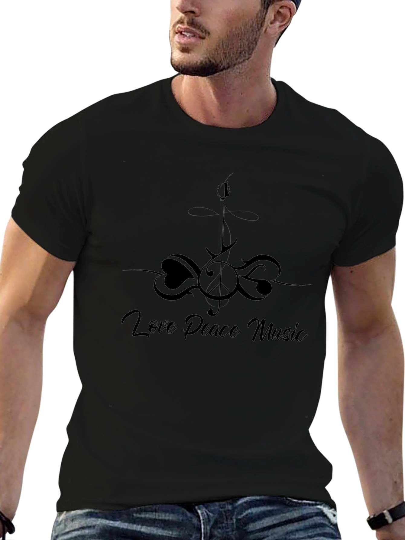 Love Peace Music Black T-Shirt