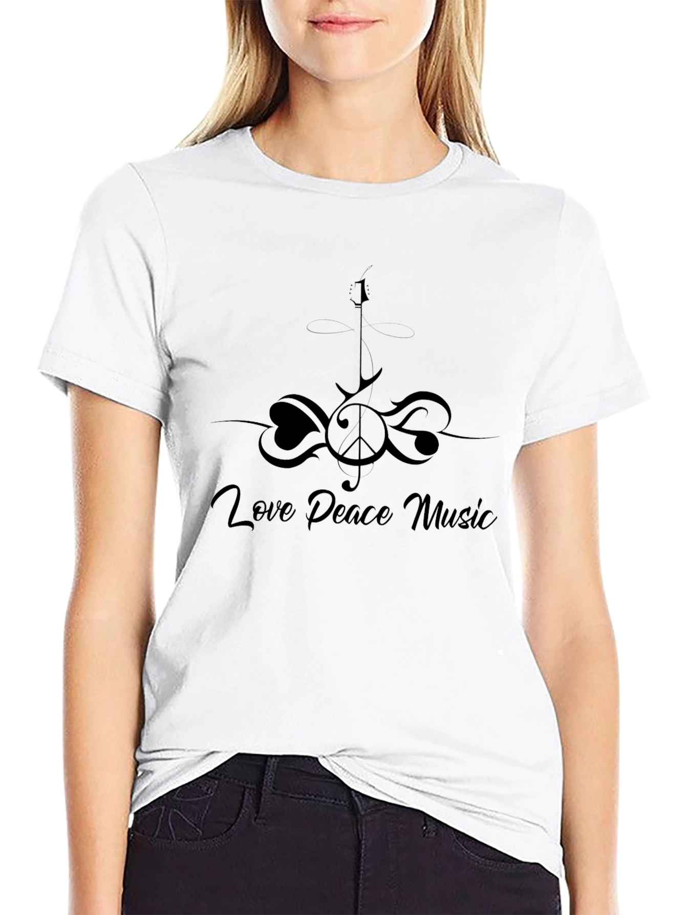 Love Peace Music Black T-Shirt