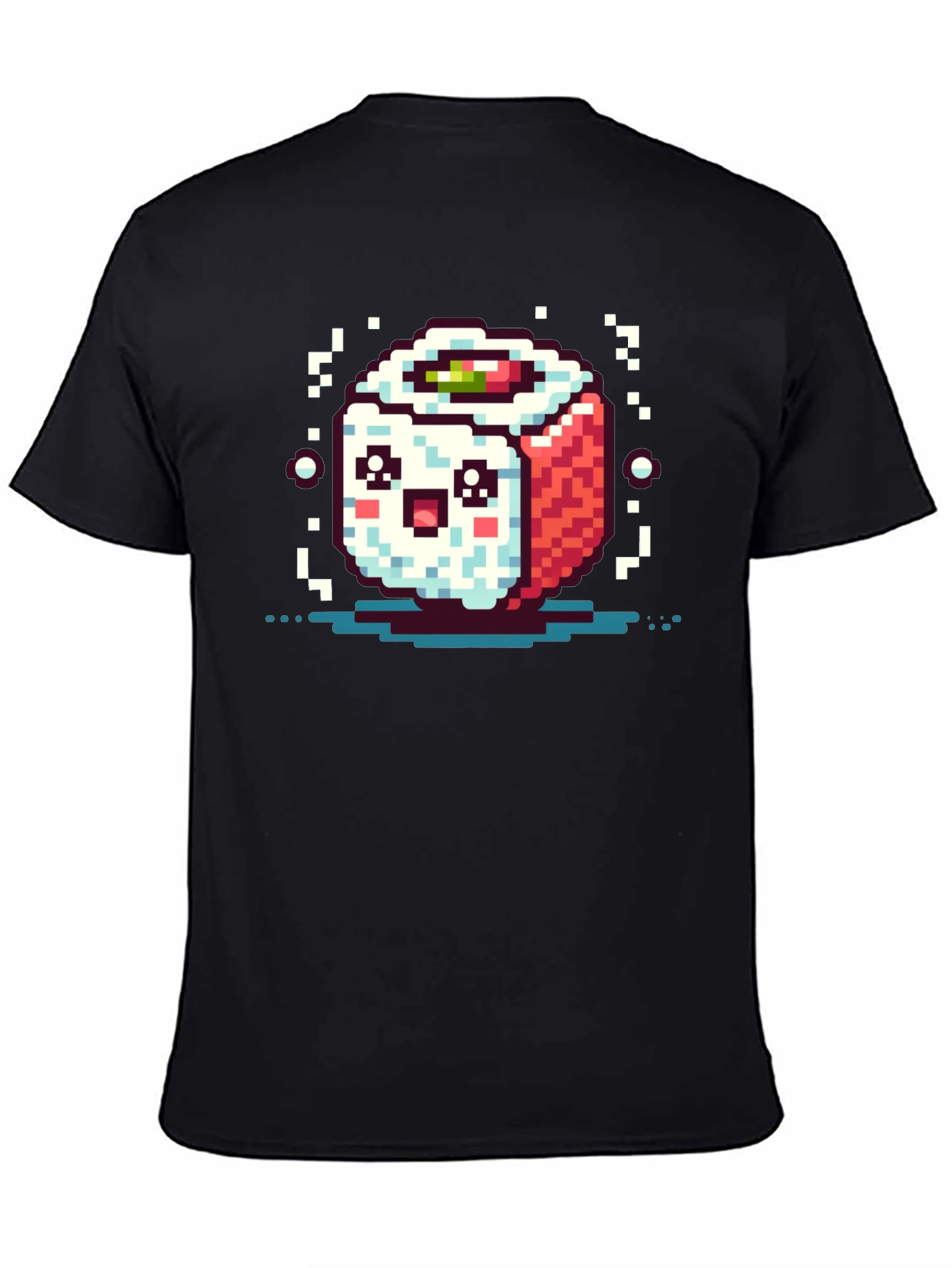 Pixel Art Sushi Roll Black T-Shirt