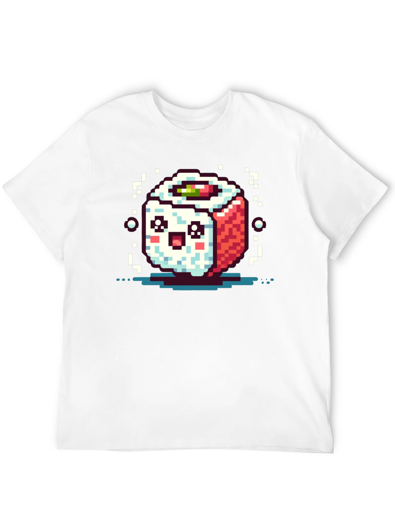 Pixel Art Sushi Roll Black T-Shirt