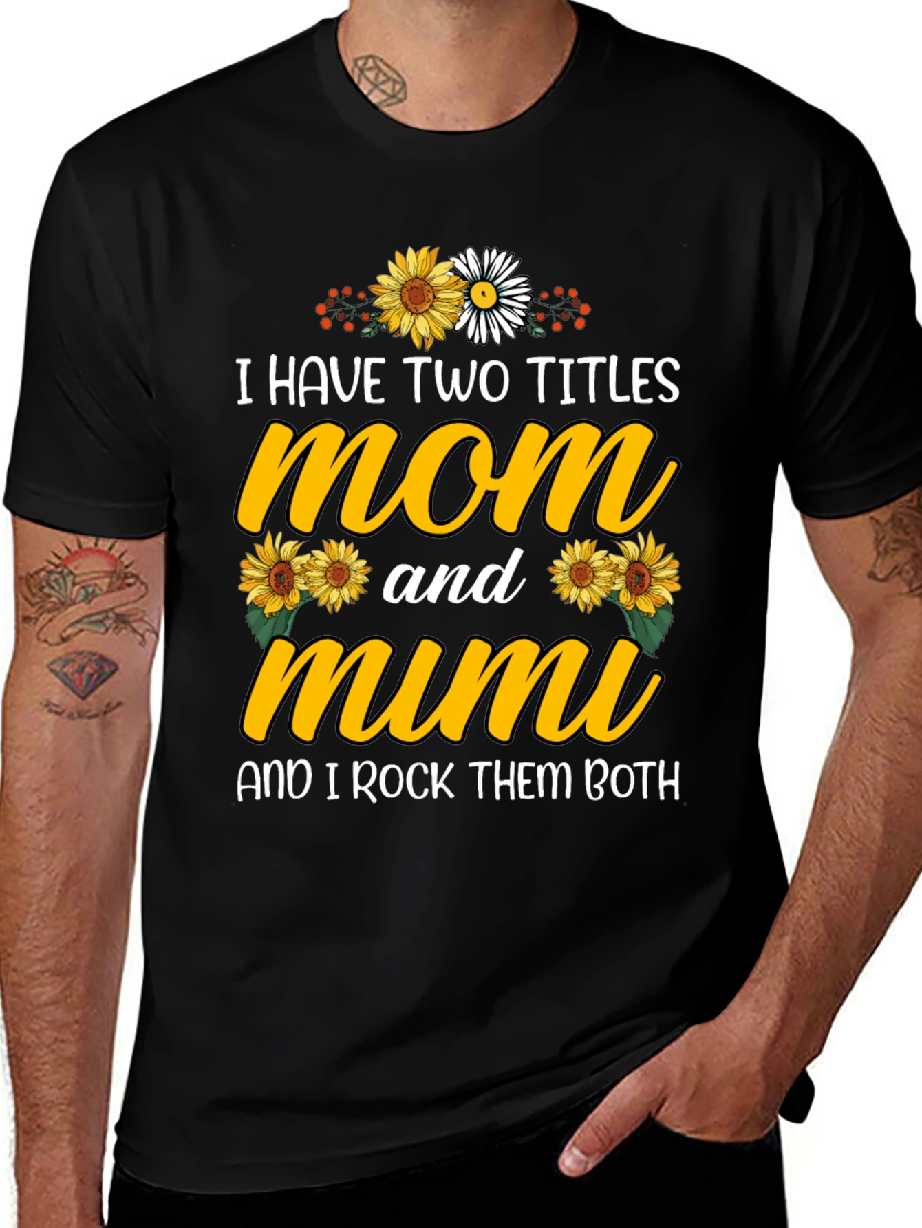 Mom and Mimi T-Shirt With Sunflower Design