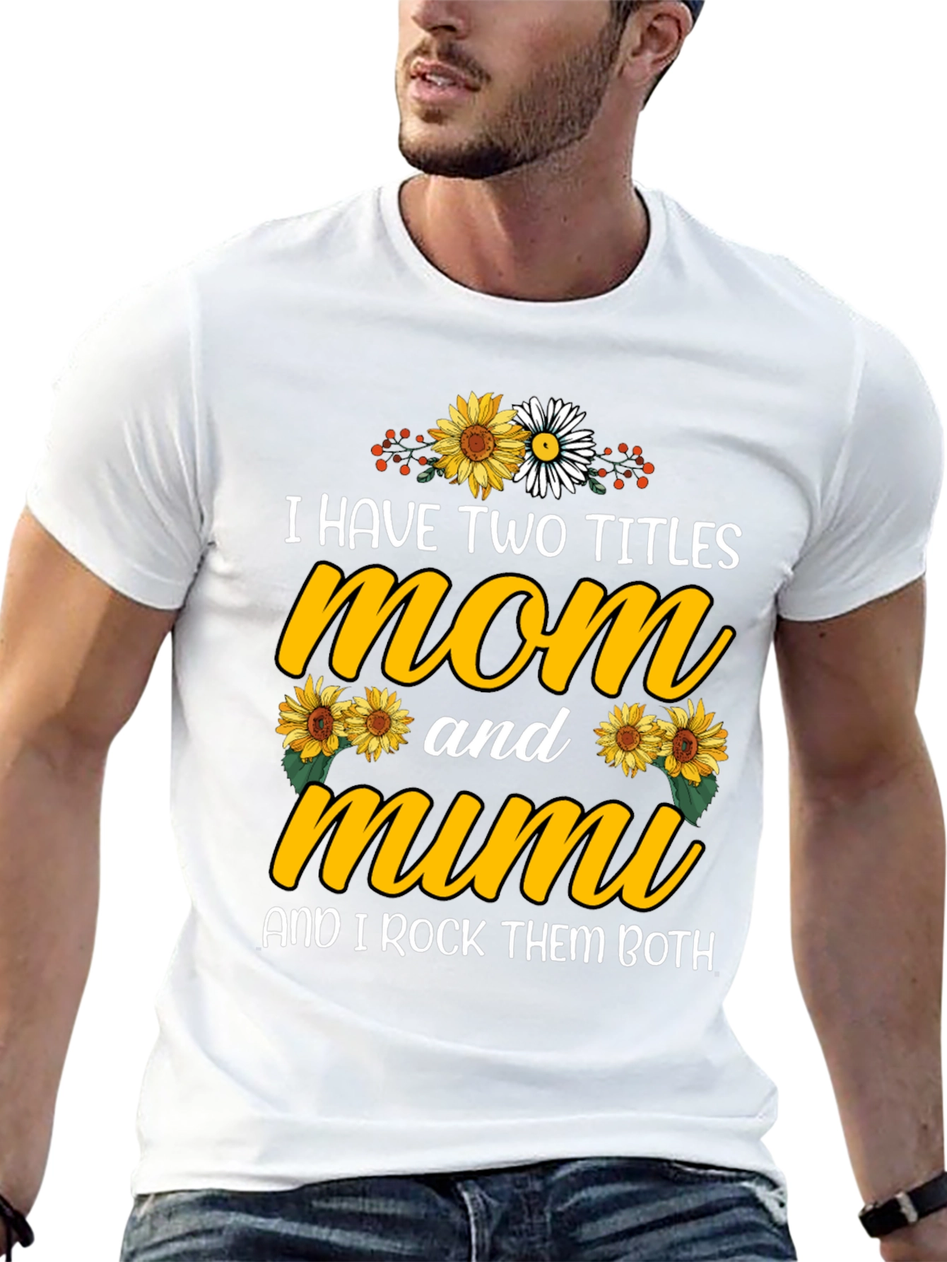Mom and Mimi T-Shirt With Sunflower Design