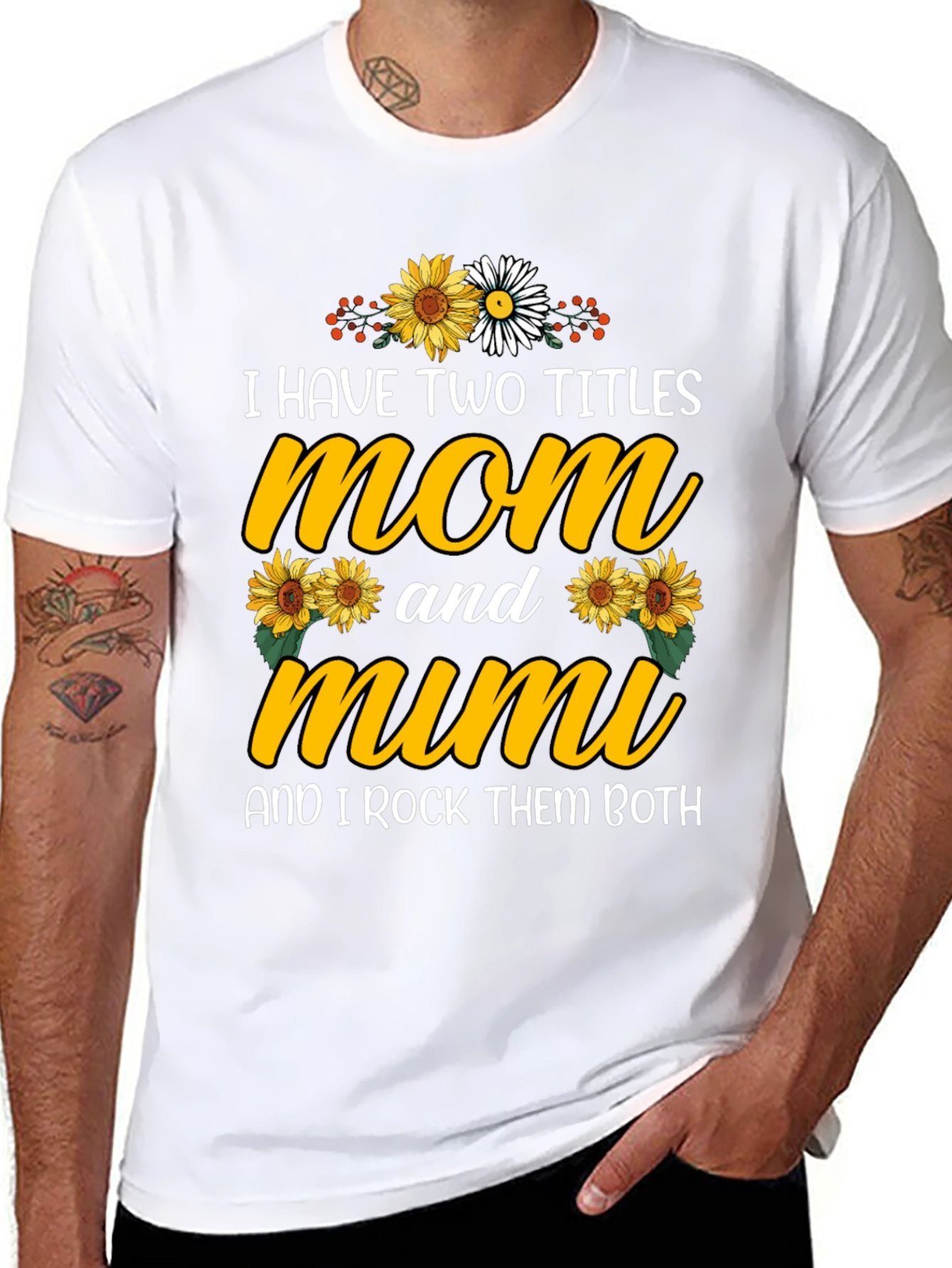 Mom and Mimi T-Shirt With Sunflower Design