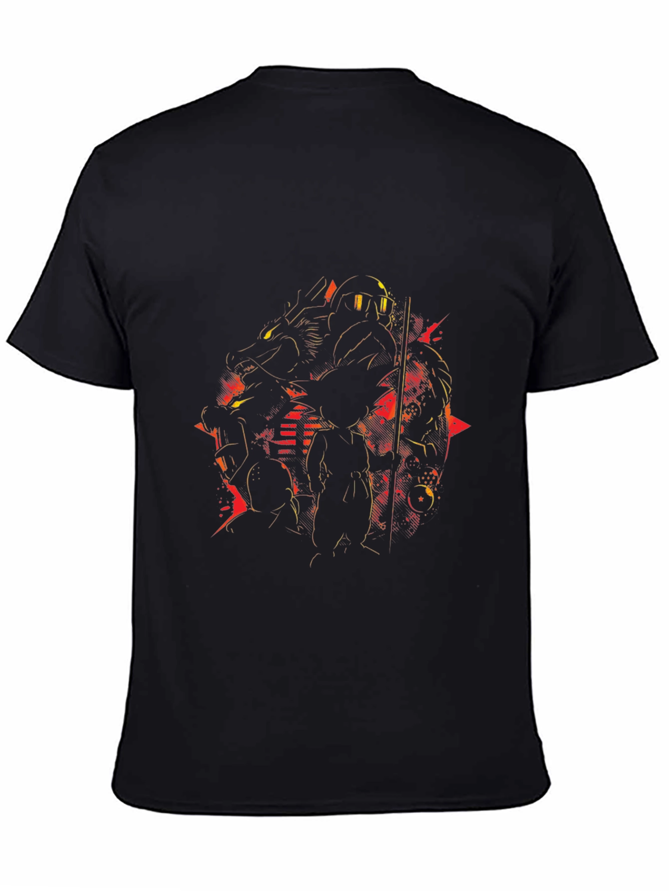 Retro Anime Graphic T-Shirt - Black Crew Neck Tee