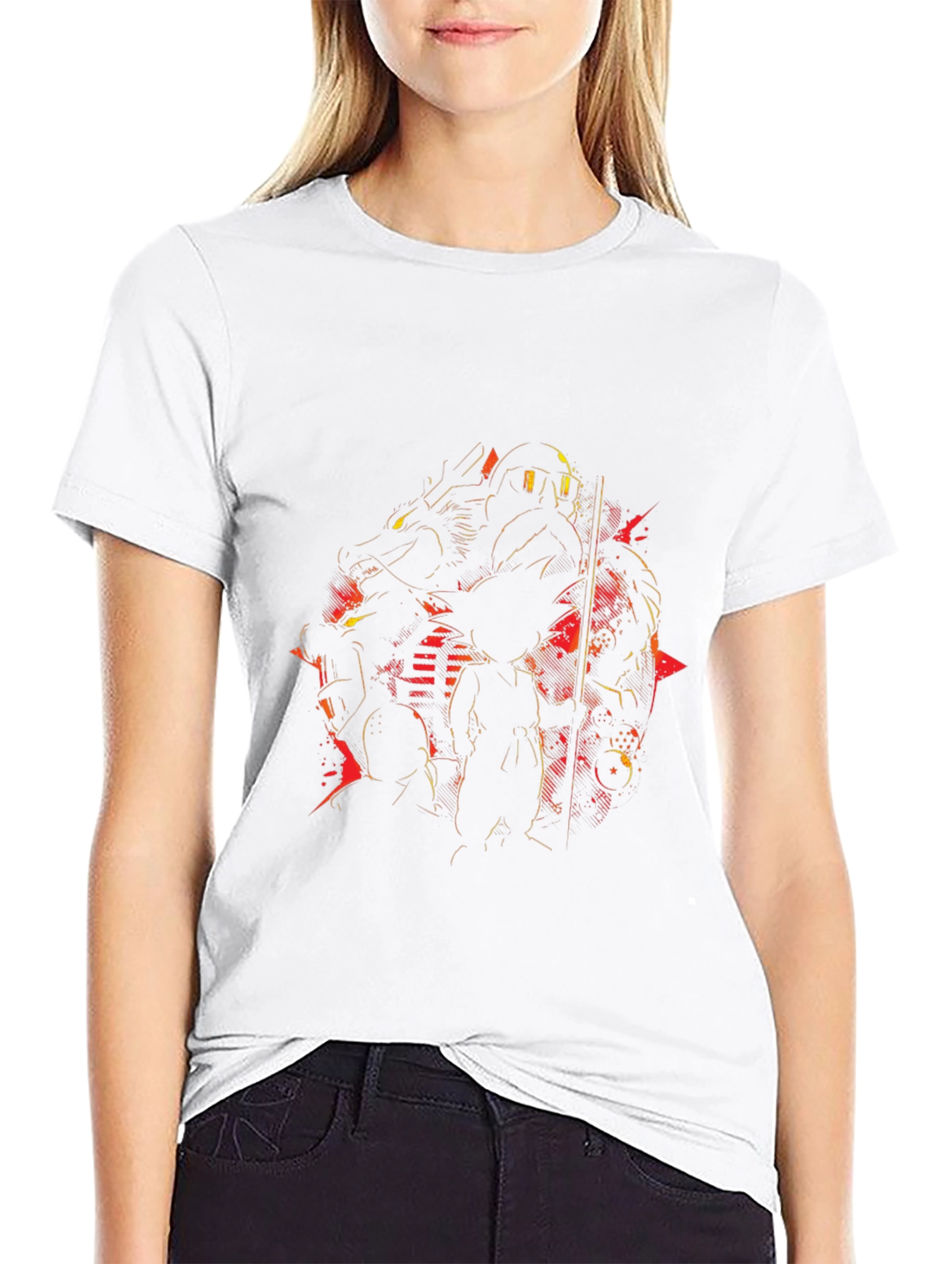 Retro Anime Graphic T-Shirt - Black Crew Neck Tee