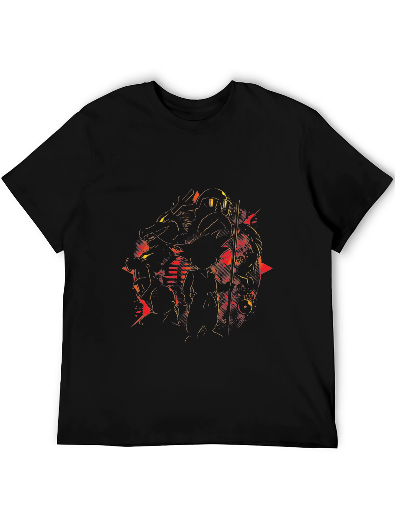 Retro Anime Graphic T-Shirt - Black Crew Neck Tee