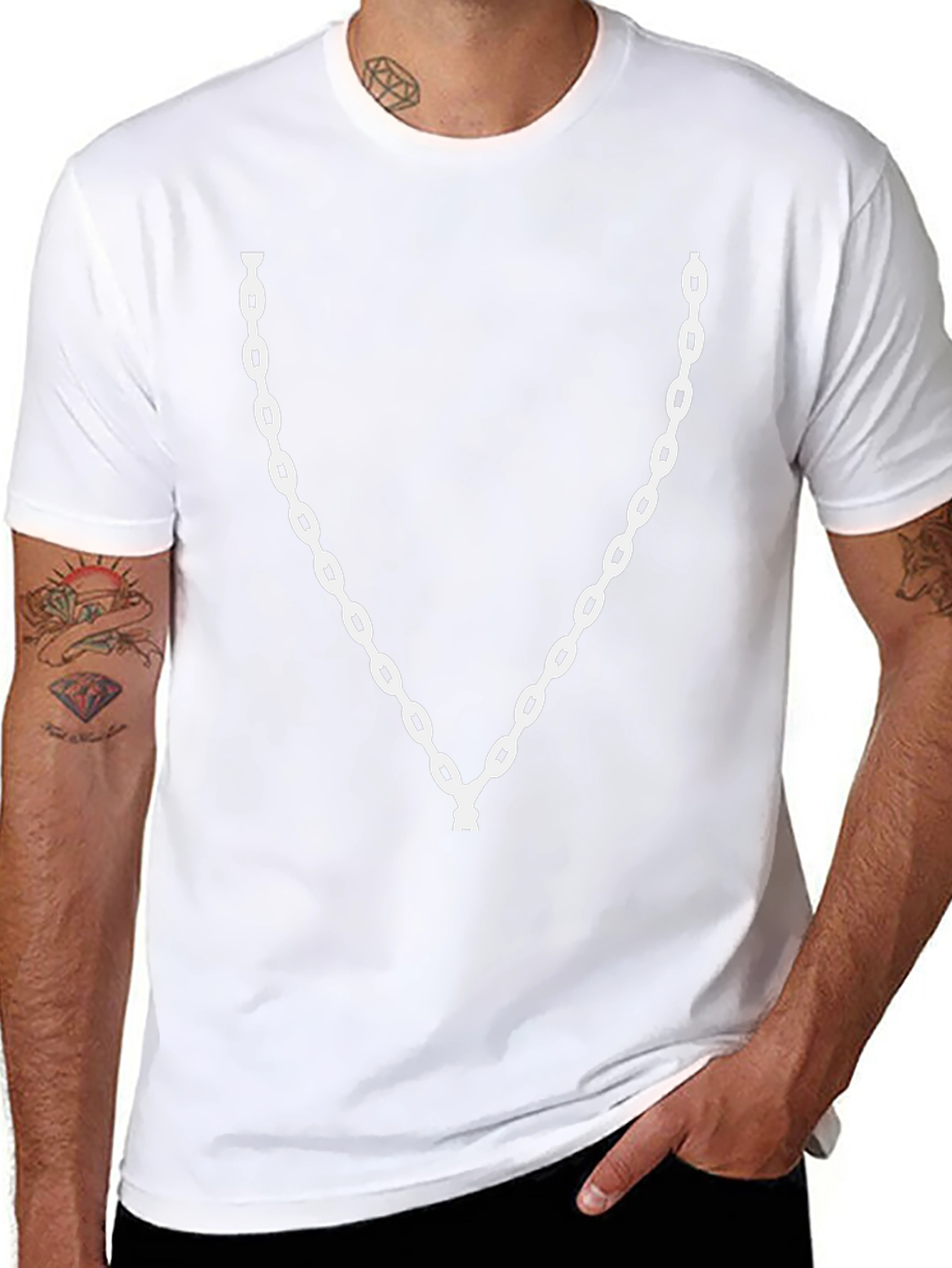 Chain Graphic Black T-Shirt - Casual Style