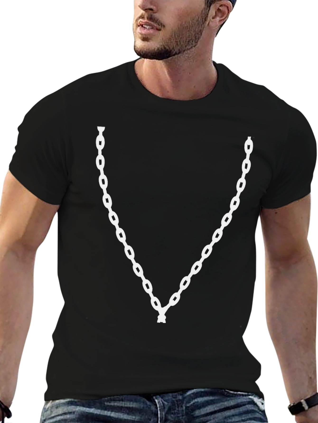 Chain Graphic Black T-Shirt - Casual Style