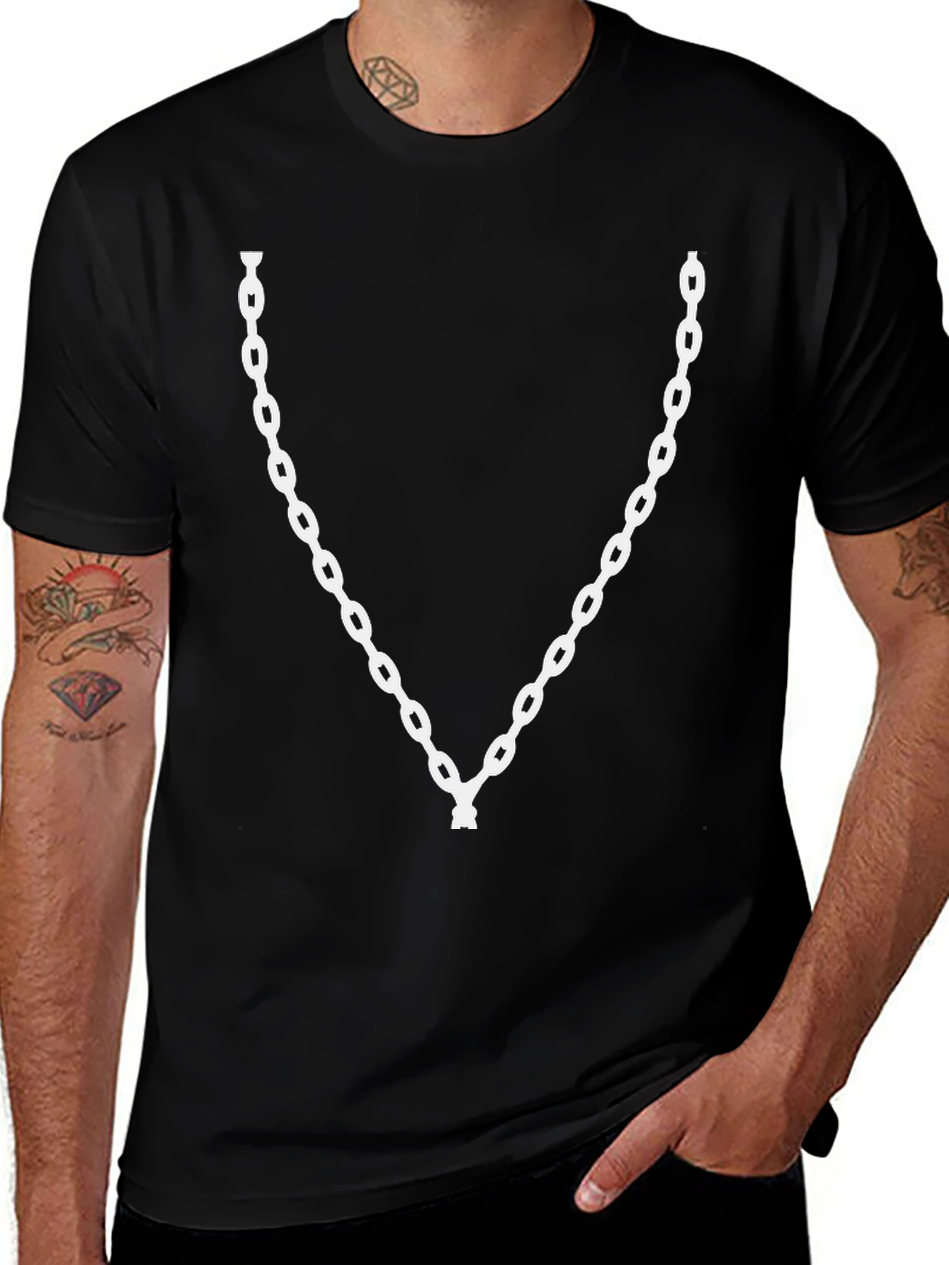 Chain Graphic Black T-Shirt - Casual Style