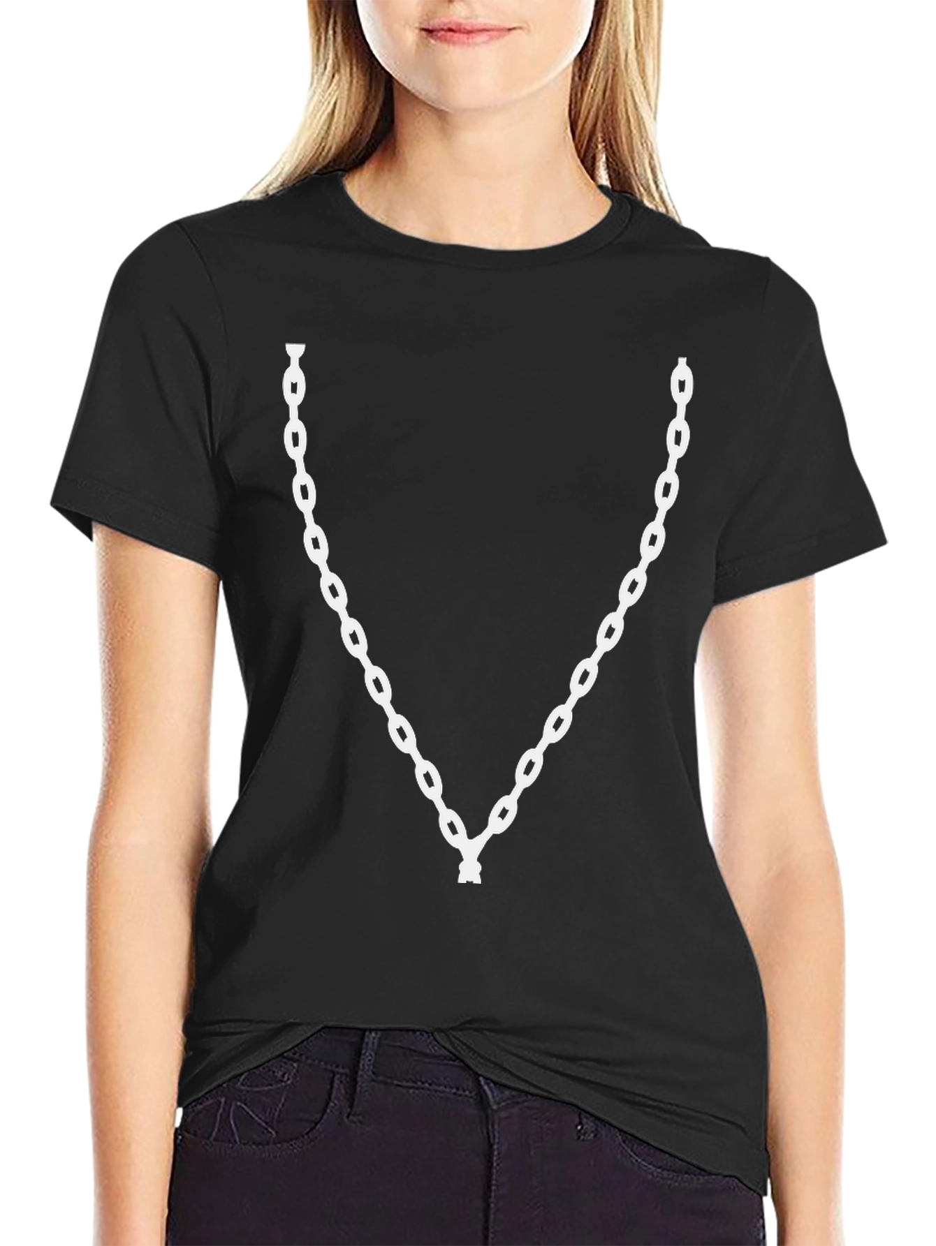 Chain Graphic Black T-Shirt - Casual Style