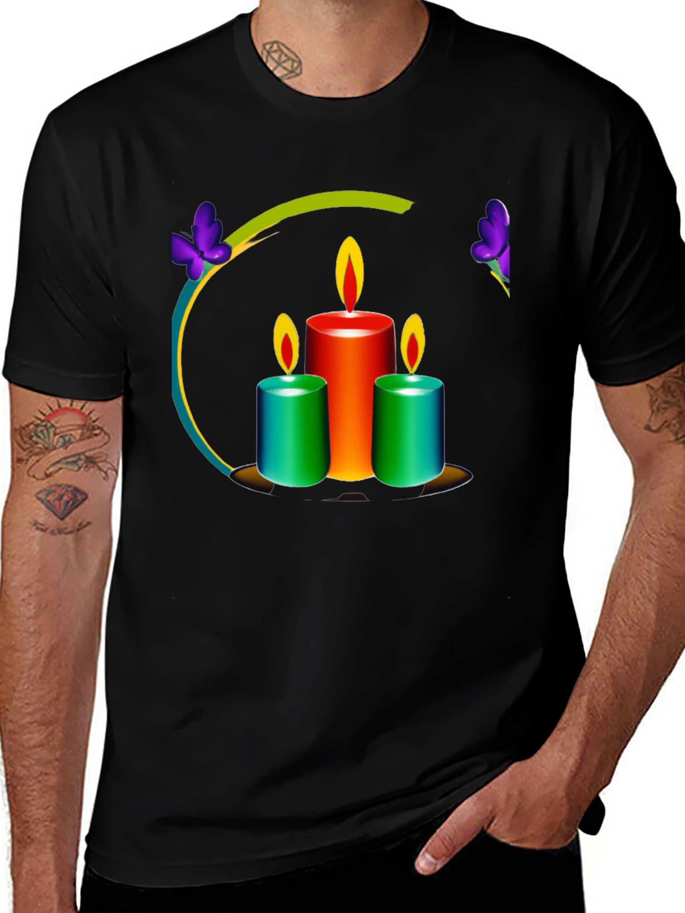 Candle Art Black T-Shirt