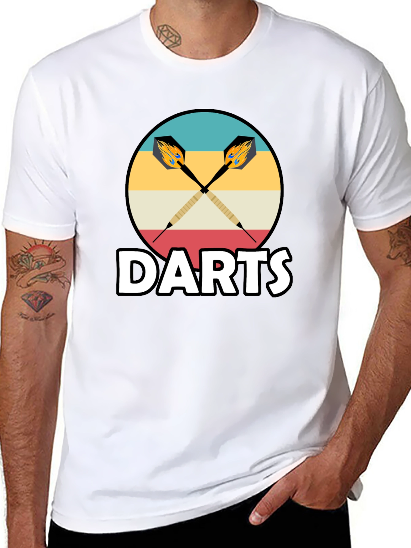 Darts Graphic Tee - Retro Style Dartboard Shirt