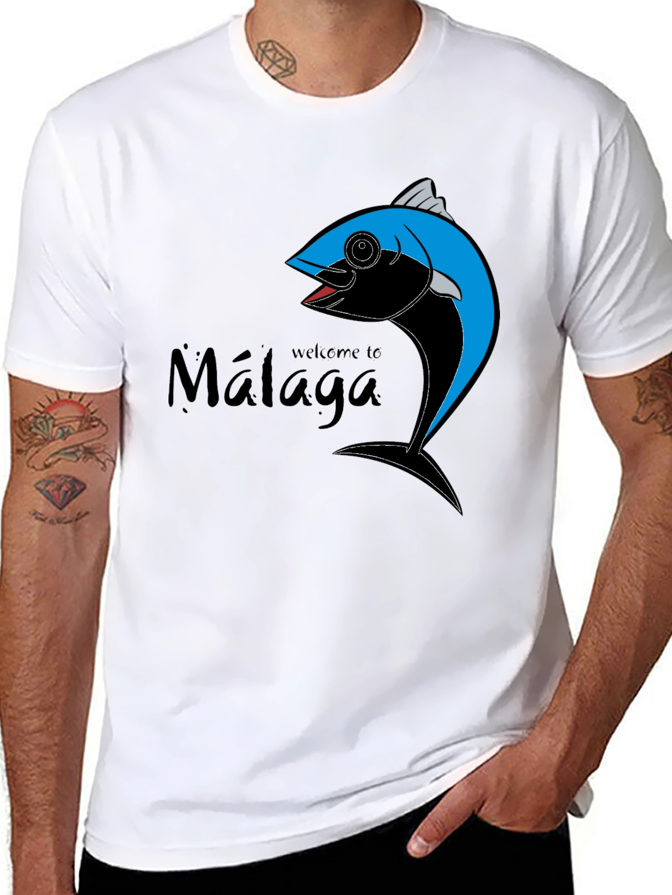 Welcome to Malaga Fish Graphic T-Shirt