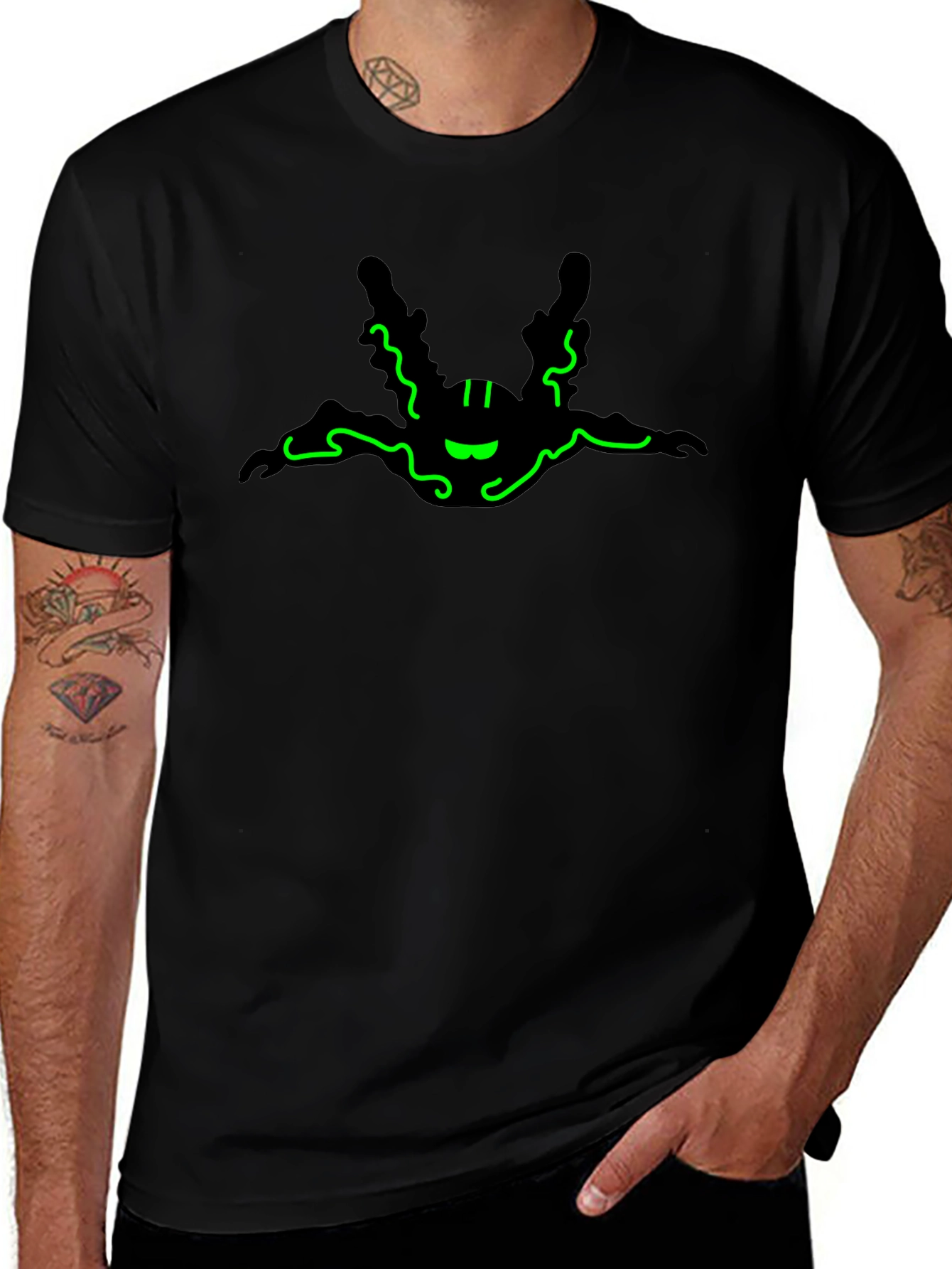 Neon Green Skydiver Graphic T-Shirt