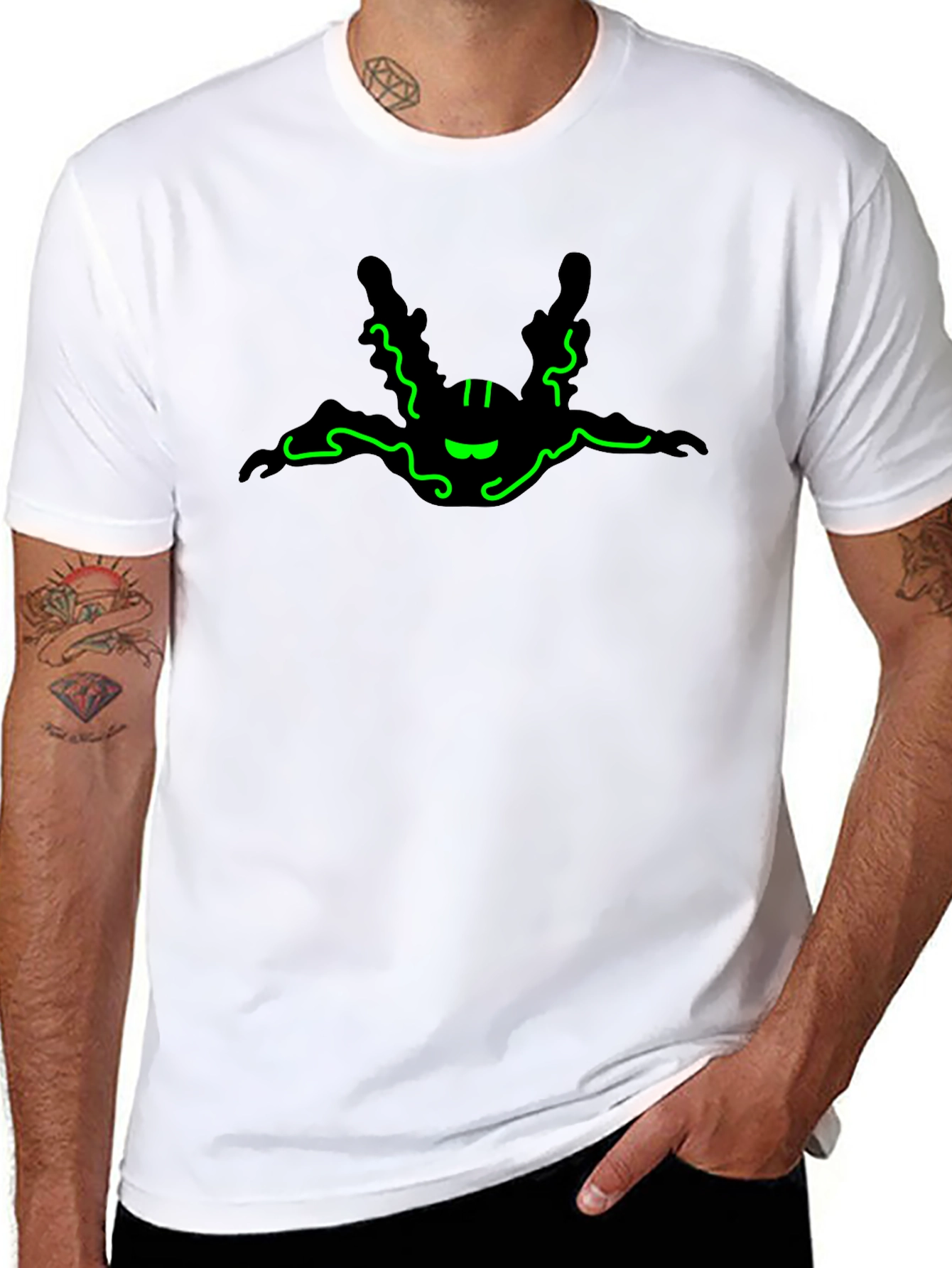 Neon Green Skydiver Graphic T-Shirt