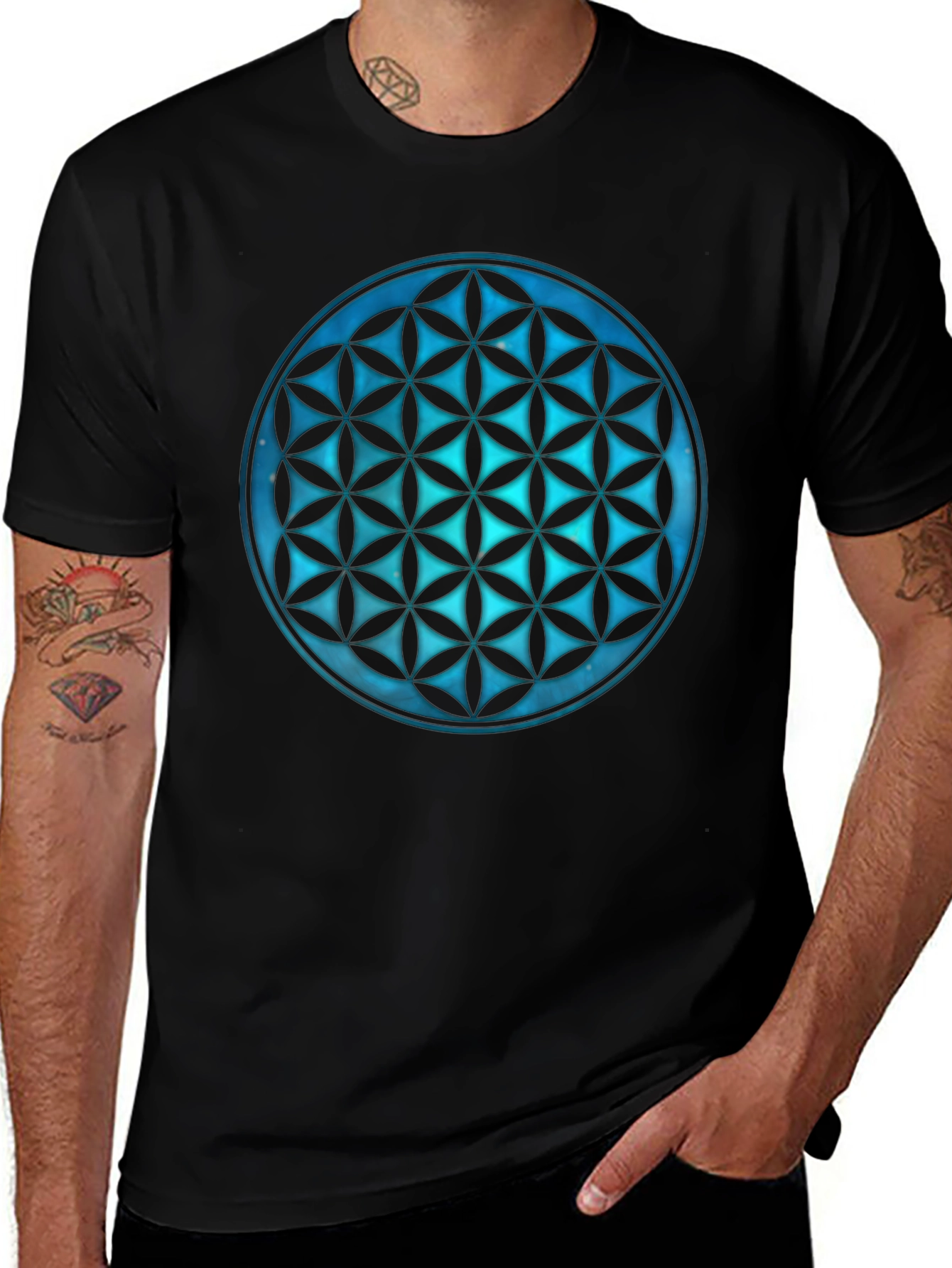 Geometric Flower of Life Graphic Tee