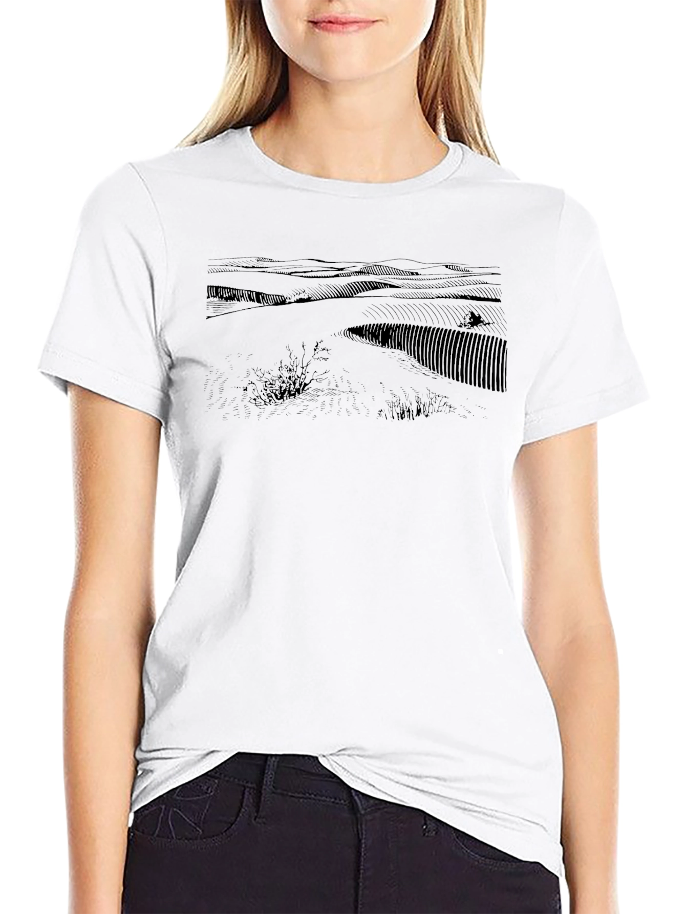 Black Landscape Tee - Graphic Print T-Shirt
