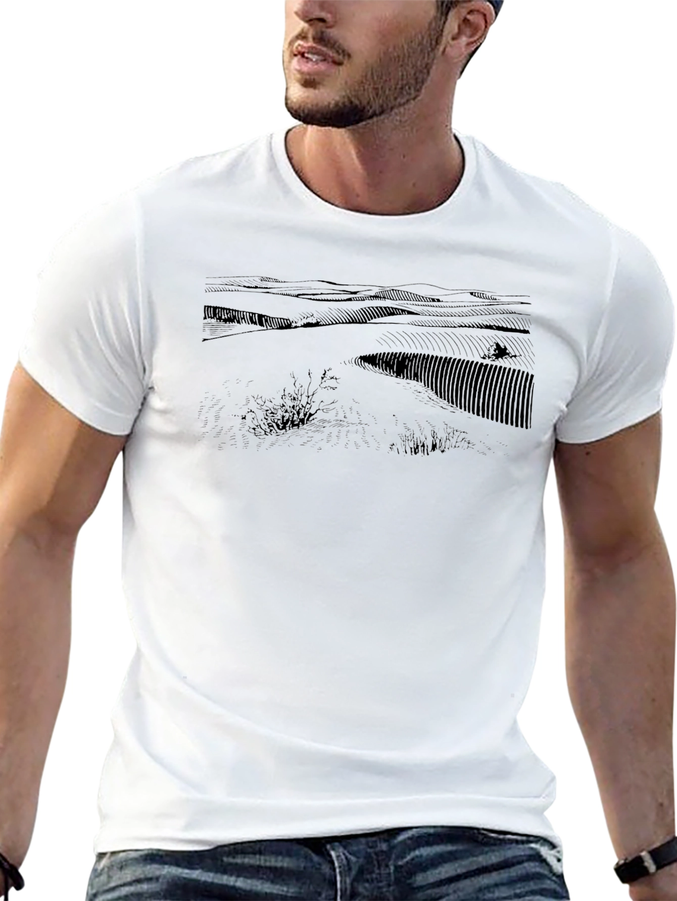 Black Landscape Tee - Graphic Print T-Shirt