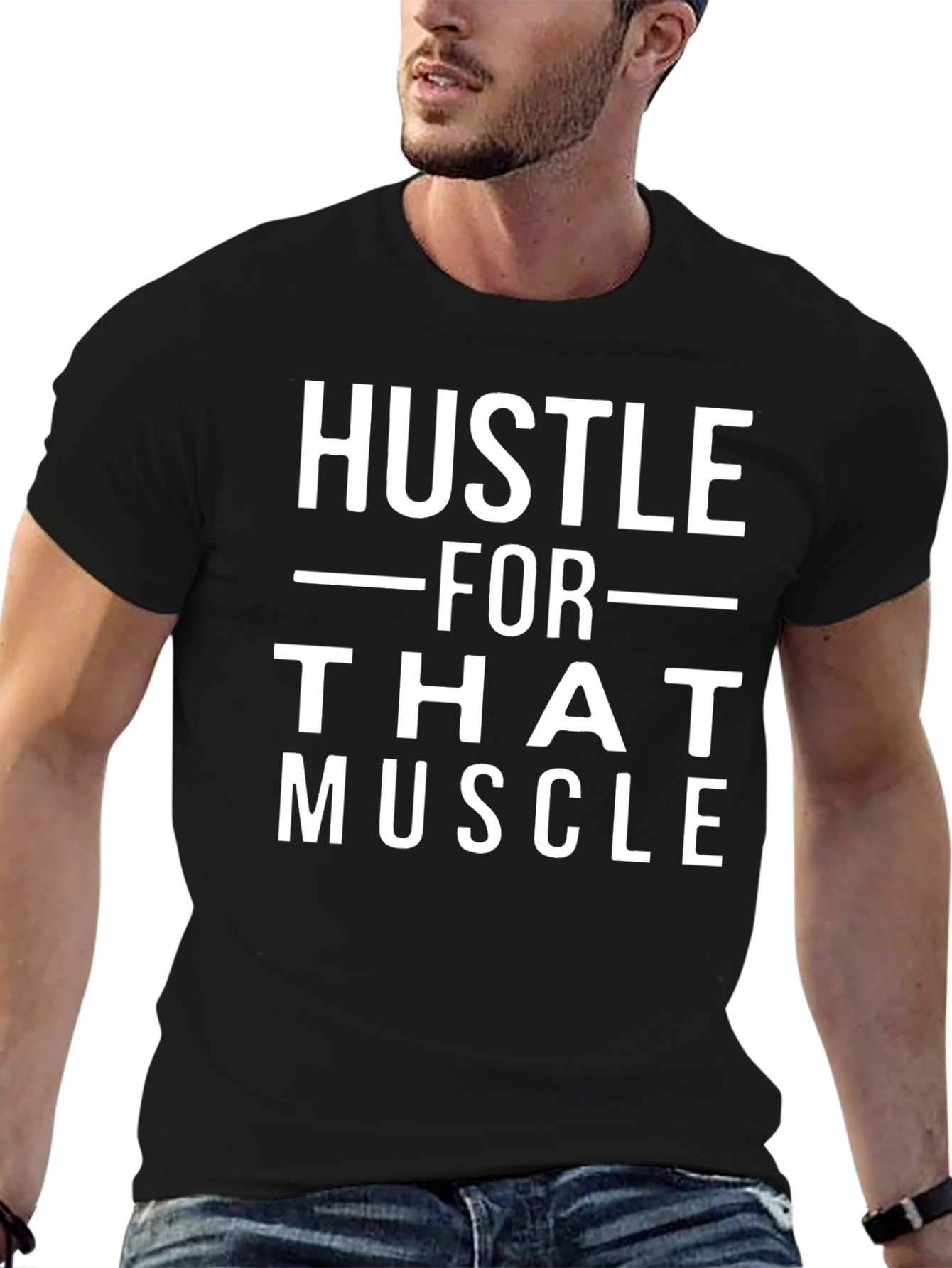Hustle For That Muscle Graphic T-Shirt - Black