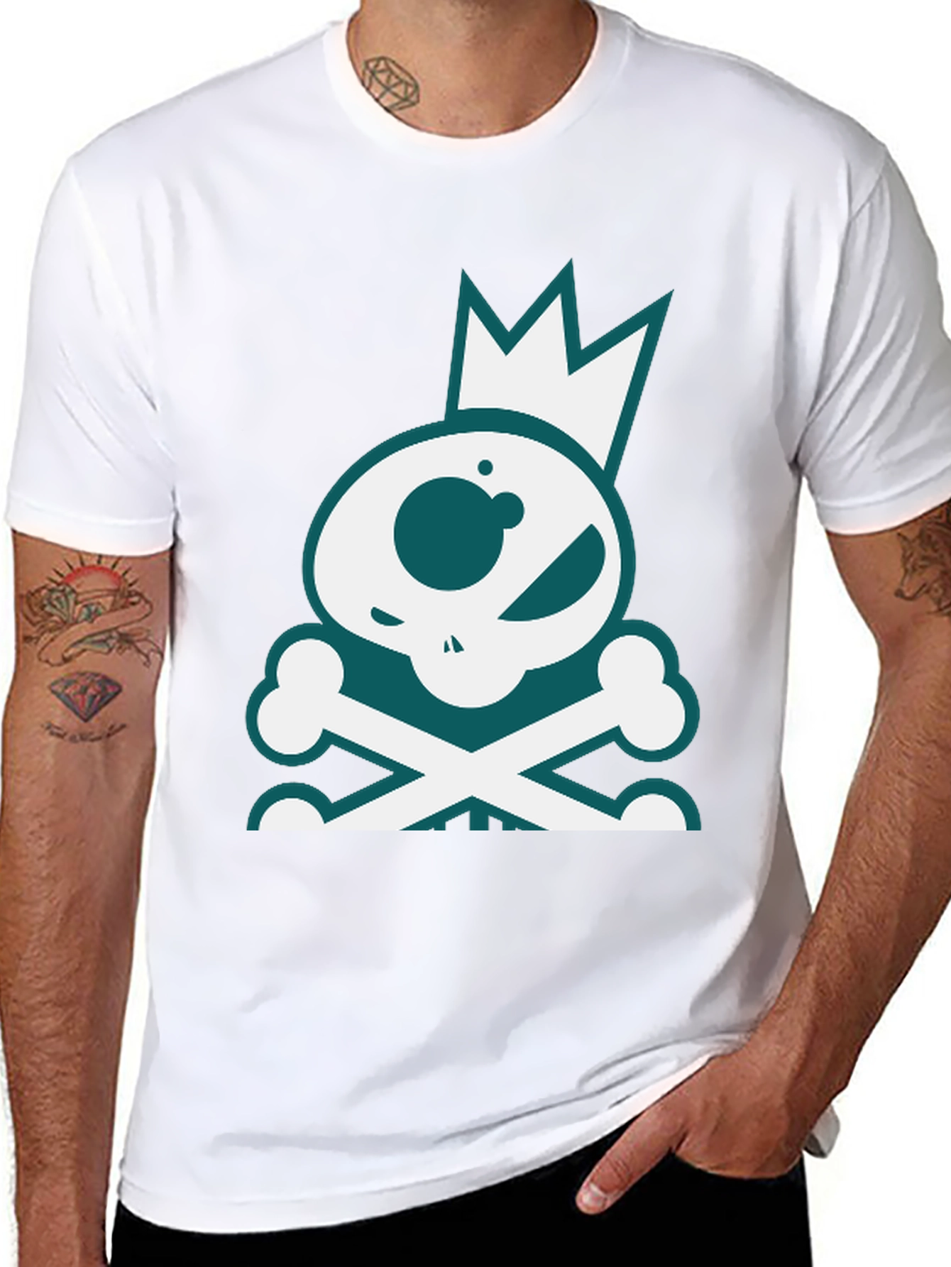 Skull & Crossbones Crown Graphic Tee - Casual Style