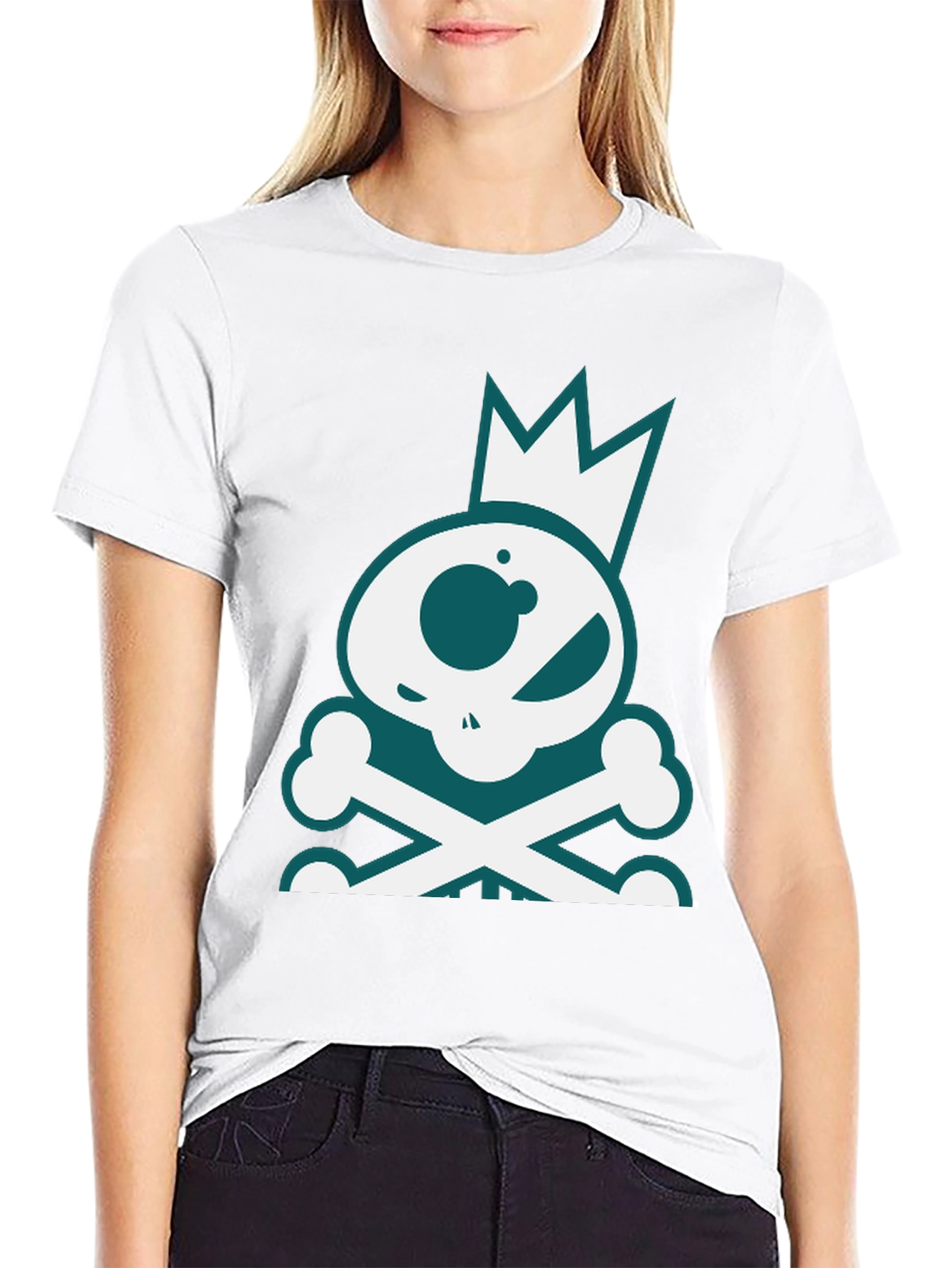 Skull & Crossbones Crown Graphic Tee - Casual Style