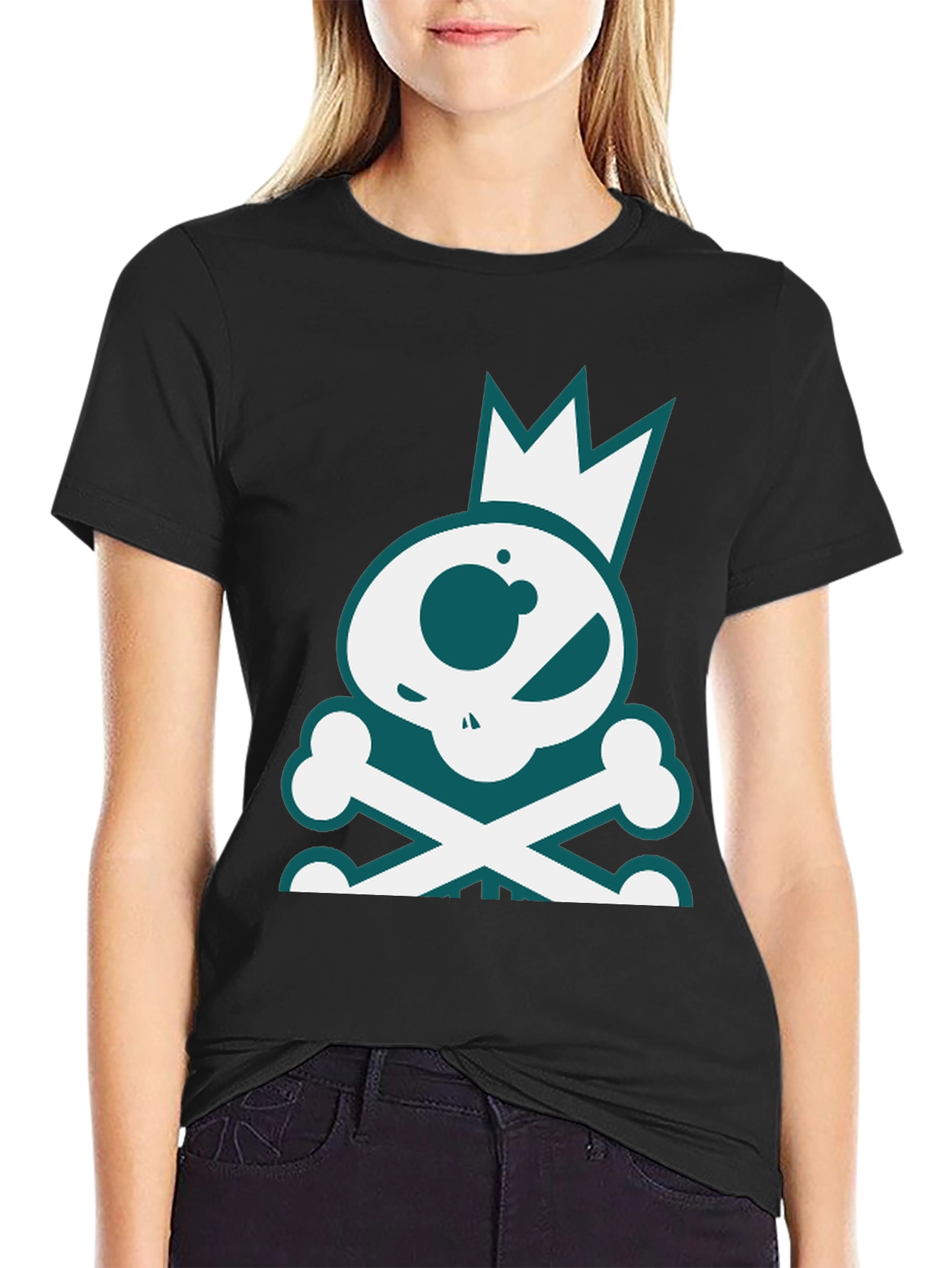 Skull & Crossbones Crown Graphic Tee - Casual Style