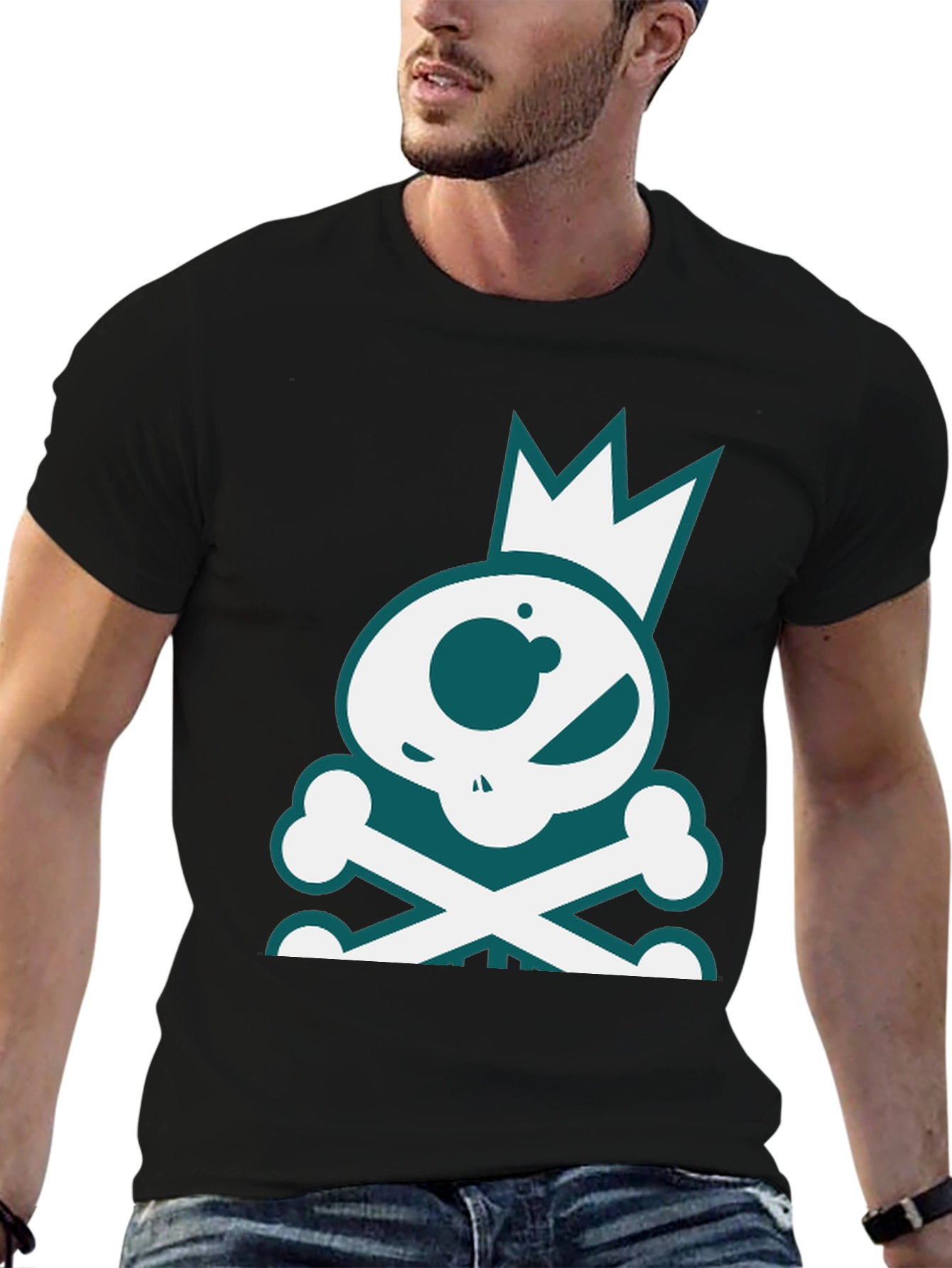 Skull & Crossbones Crown Graphic Tee - Casual Style