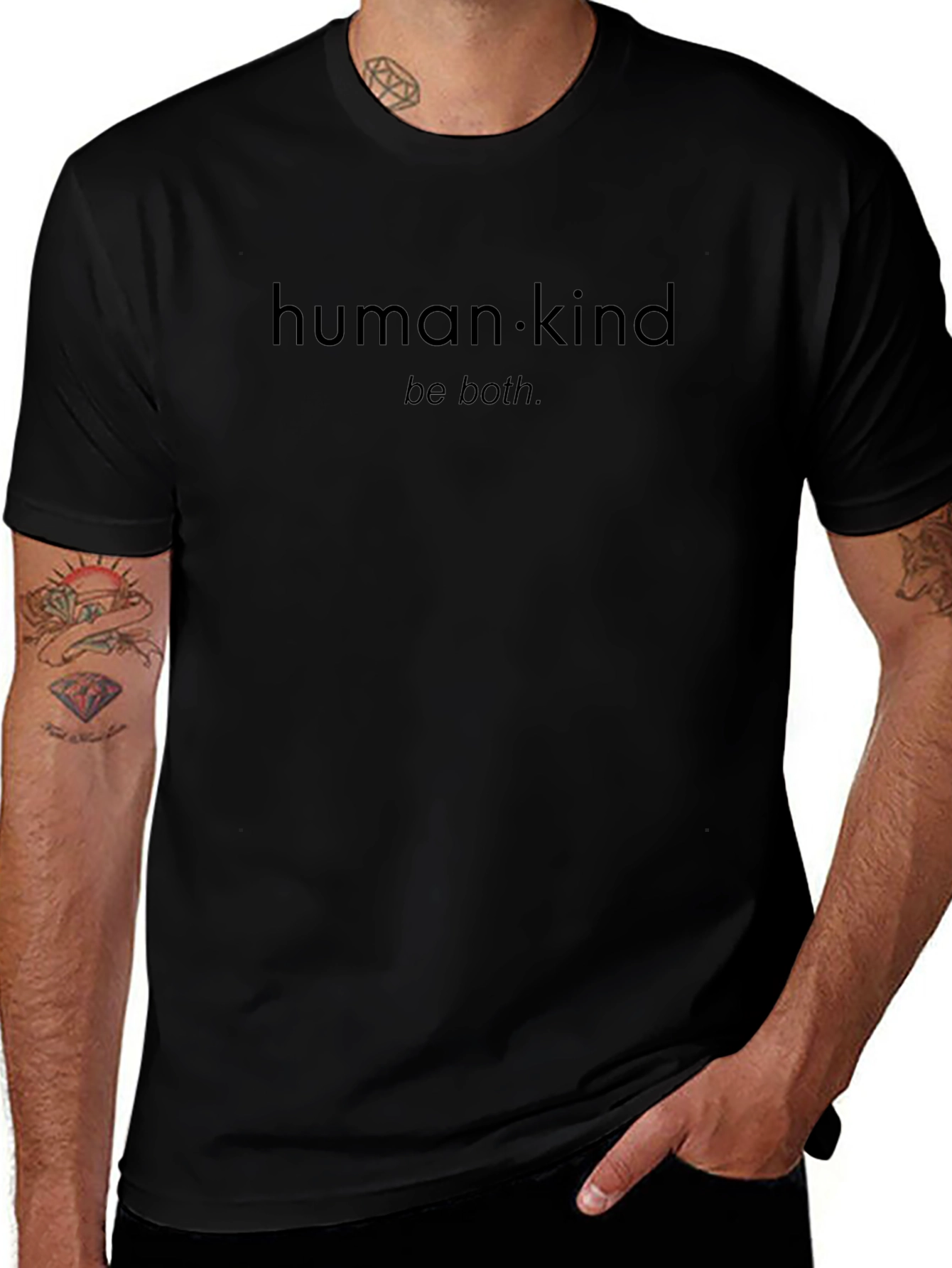 Human Kind Be Both Black Graphic Tee