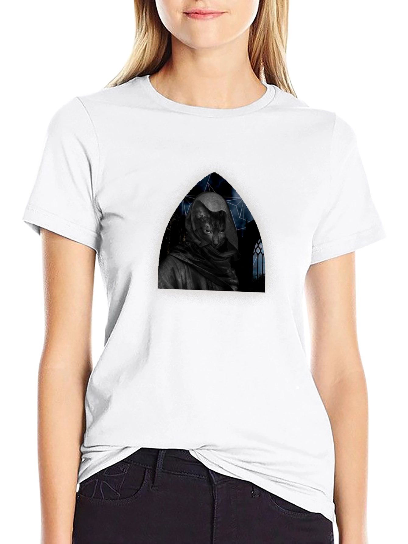 Mystic Cat Monk Graphic T-Shirt