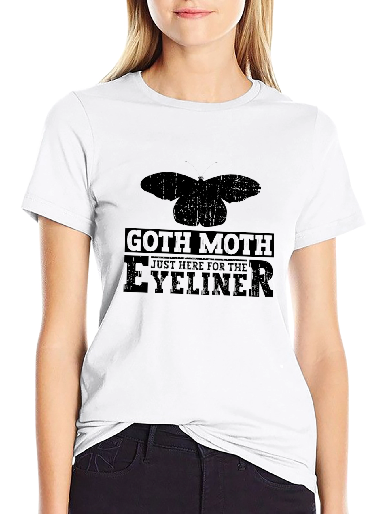 Goth Moth Eyeliner T-Shirt - Black Cotton Tee