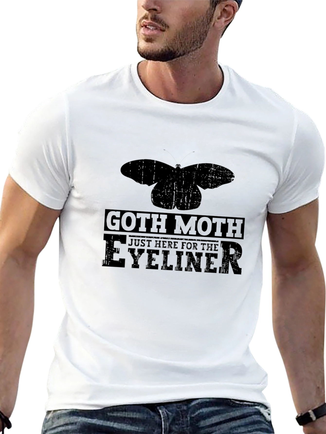 Goth Moth Eyeliner T-Shirt - Black Cotton Tee