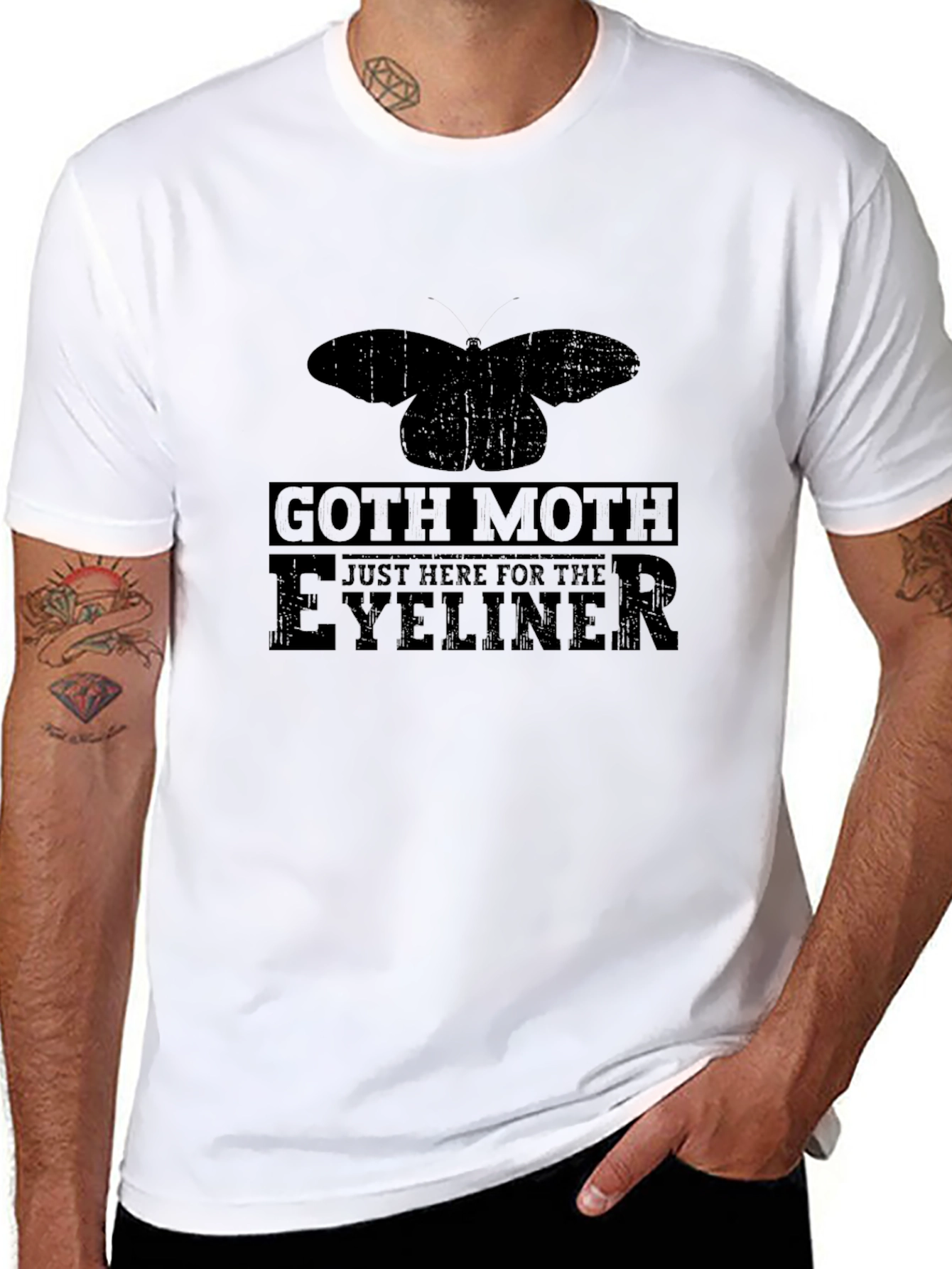 Goth Moth Eyeliner T-Shirt - Black Cotton Tee