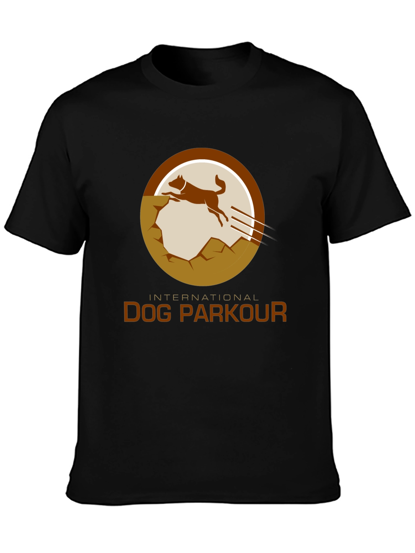 Dog Parkour Graphic Tee - Black Cotton T-Shirt