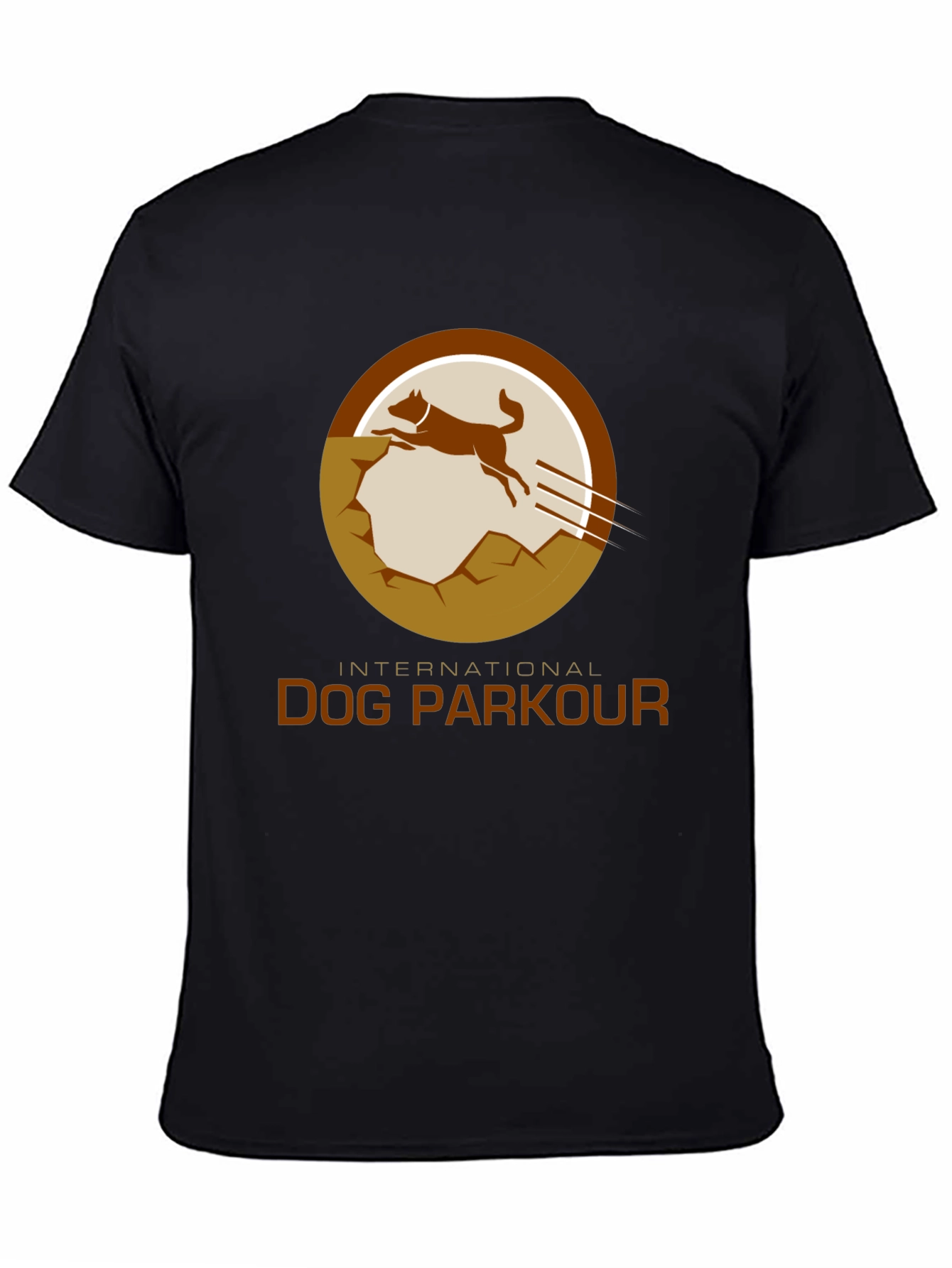 Dog Parkour Graphic Tee - Black Cotton T-Shirt
