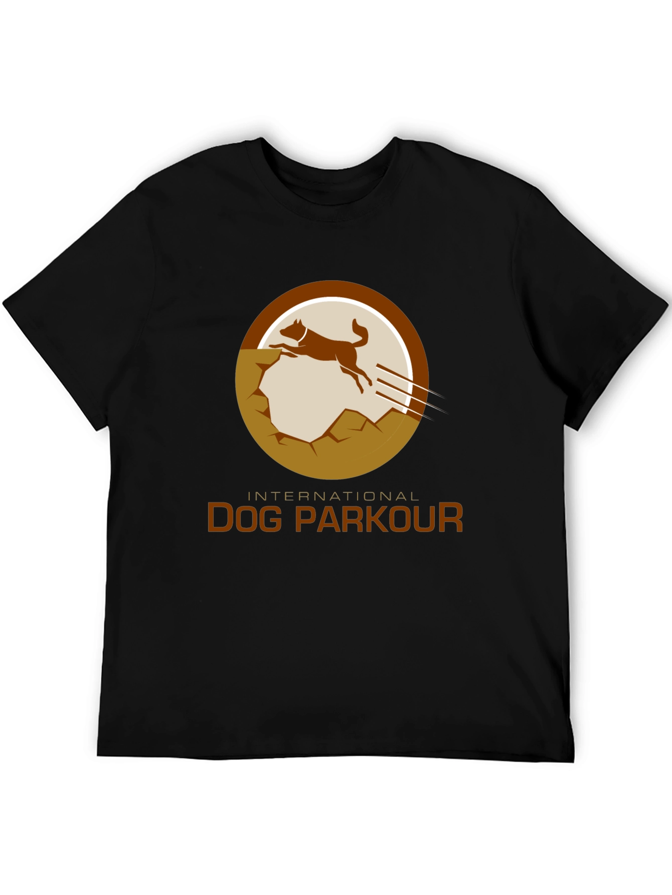 Dog Parkour Graphic Tee - Black Cotton T-Shirt