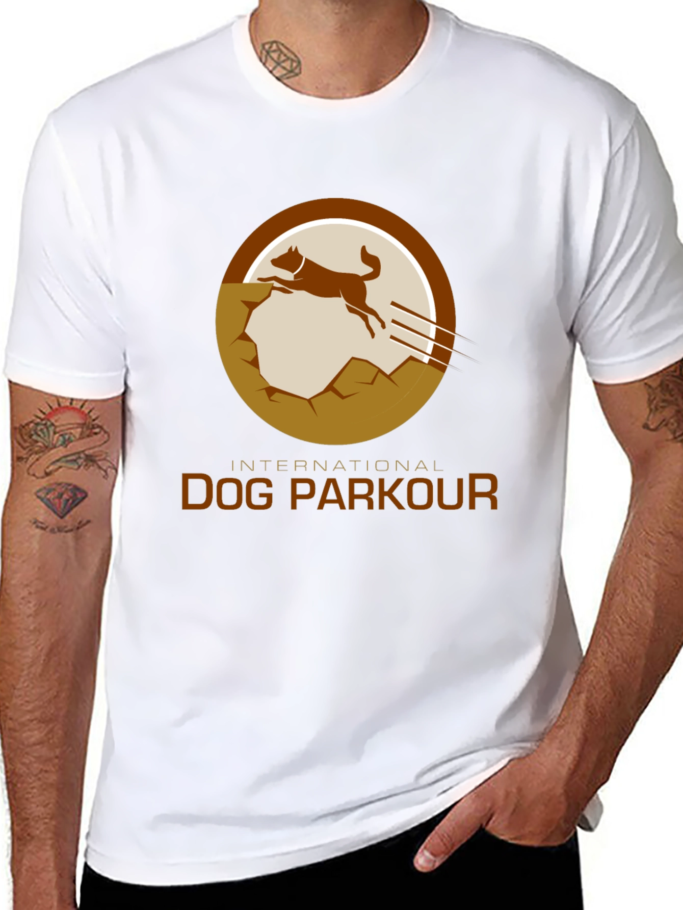 Dog Parkour Graphic Tee - Black Cotton T-Shirt