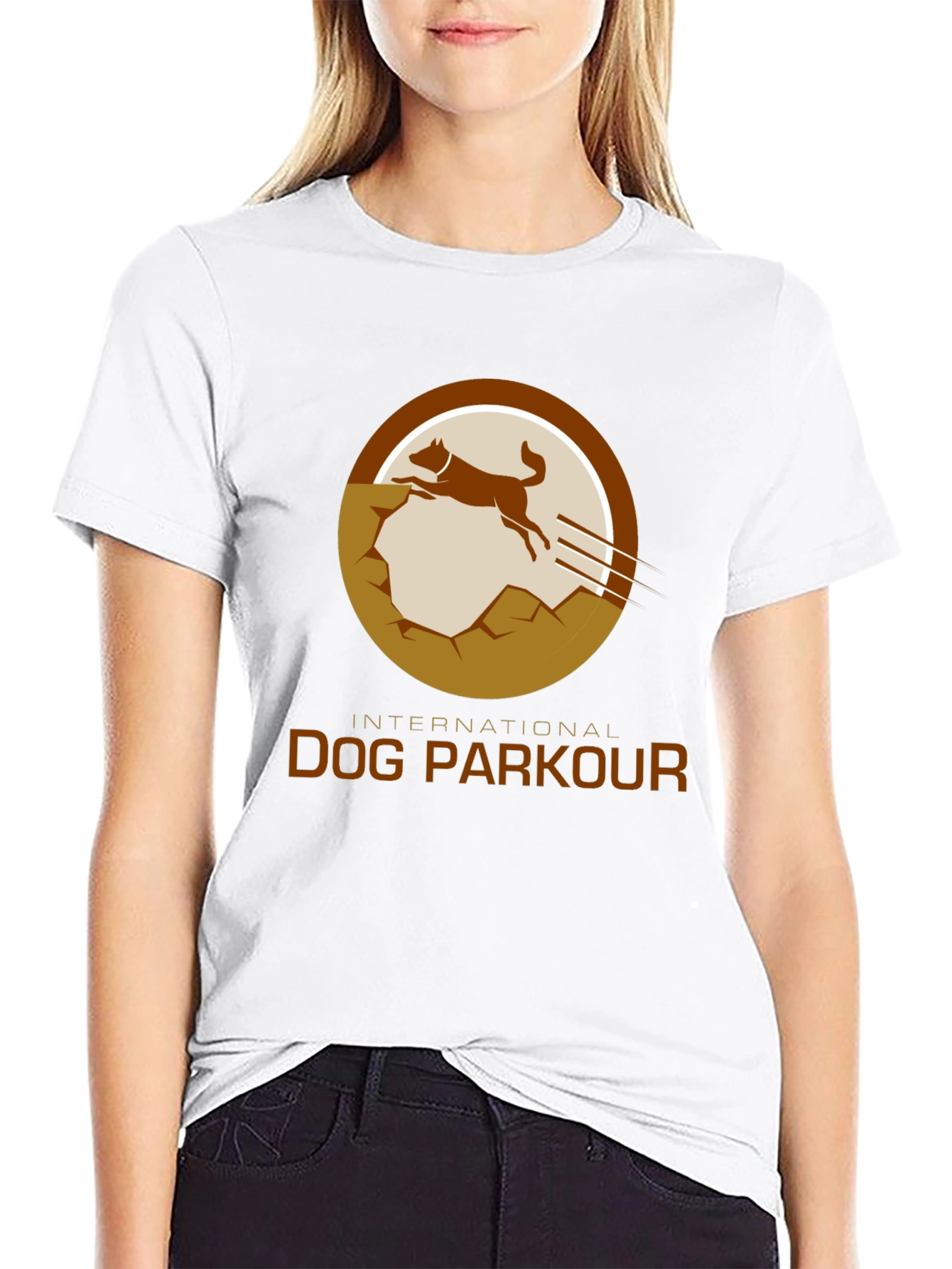 Dog Parkour Graphic Tee - Black Cotton T-Shirt